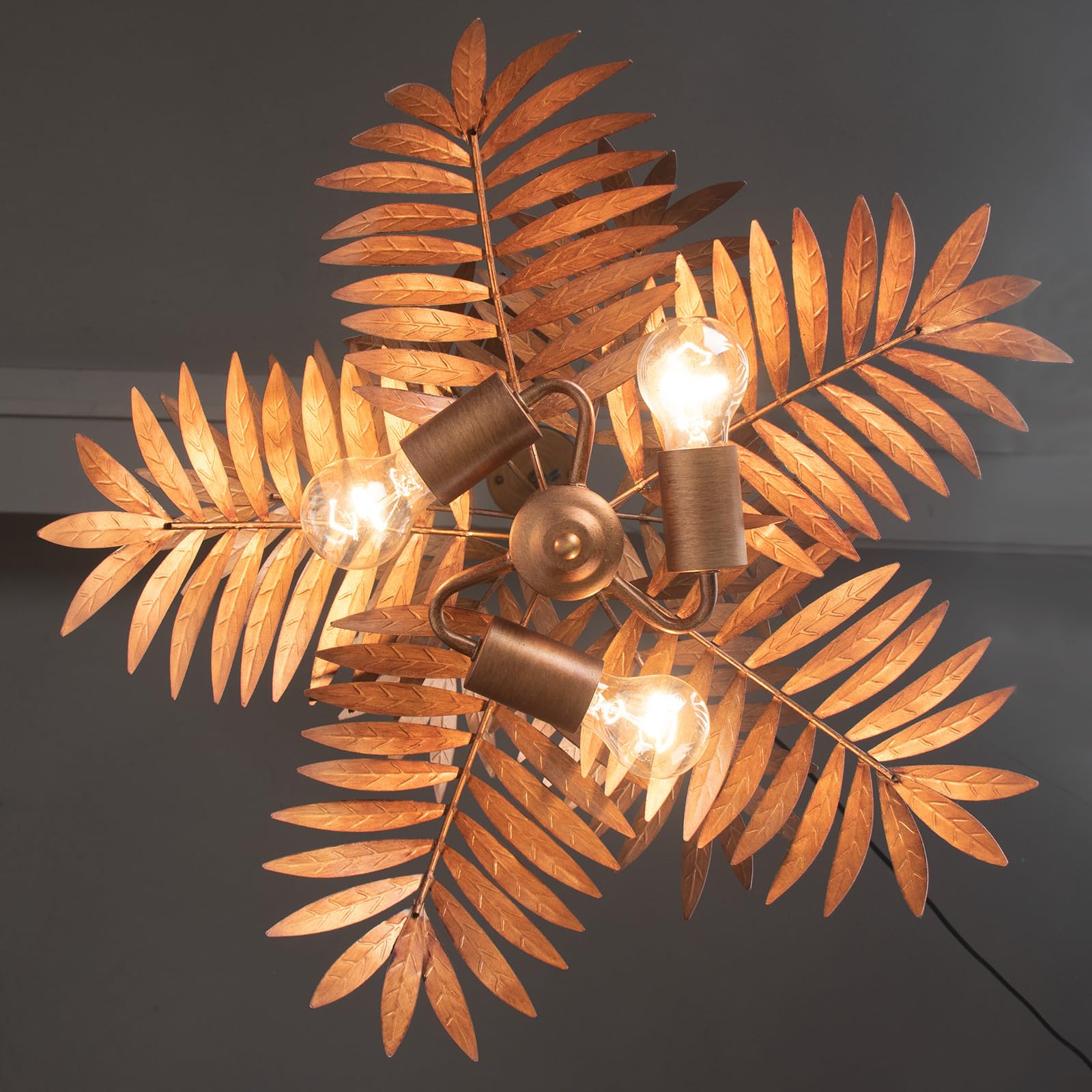 Retro Kronleuchter Kokospalme – Tropische Pendelleuchte, Vintage, Boho