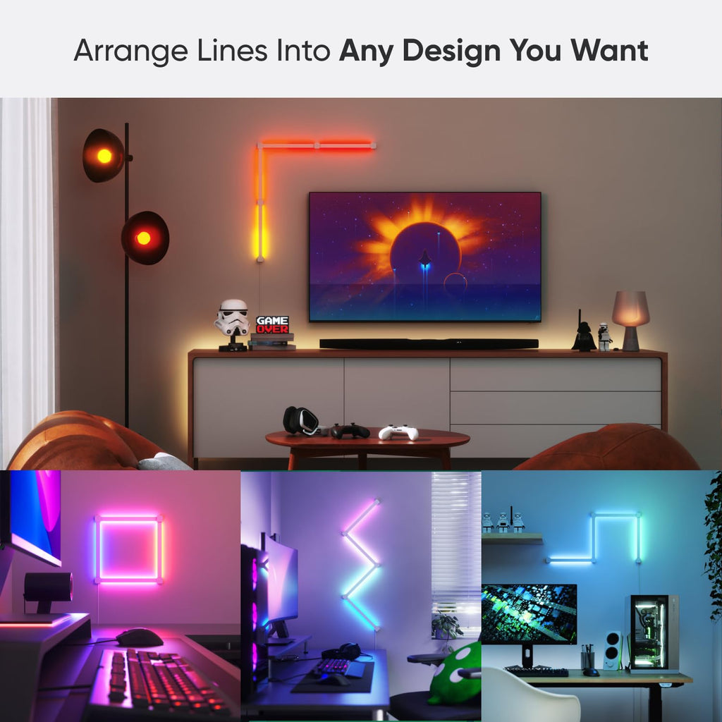 Nanoleaf Lines 90° Erweiterungspack – 3 smarte RGBW LED Lichtleisten für Nanoleaf Lines