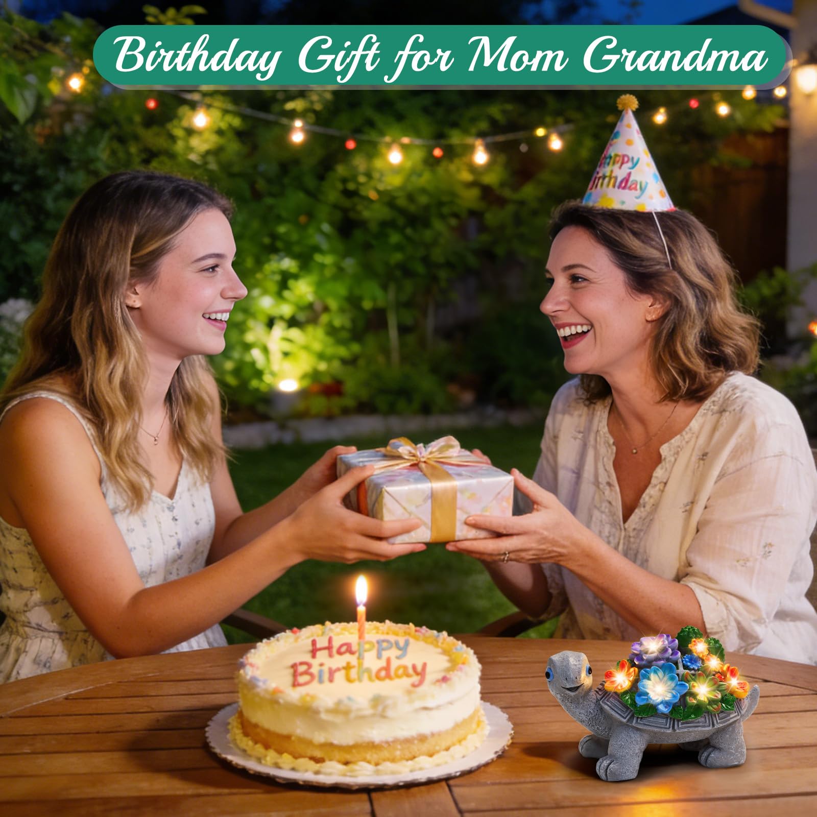 Solar Schildkröte Gartendeko Außen 7 LED Licht Geschenk Mama Oma Frauen