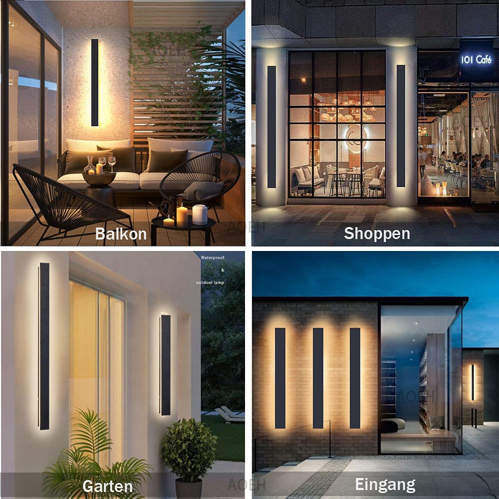 LED Außen-Wandleuchte Schwarz IP65 – Minimalistisches Aluminium Design