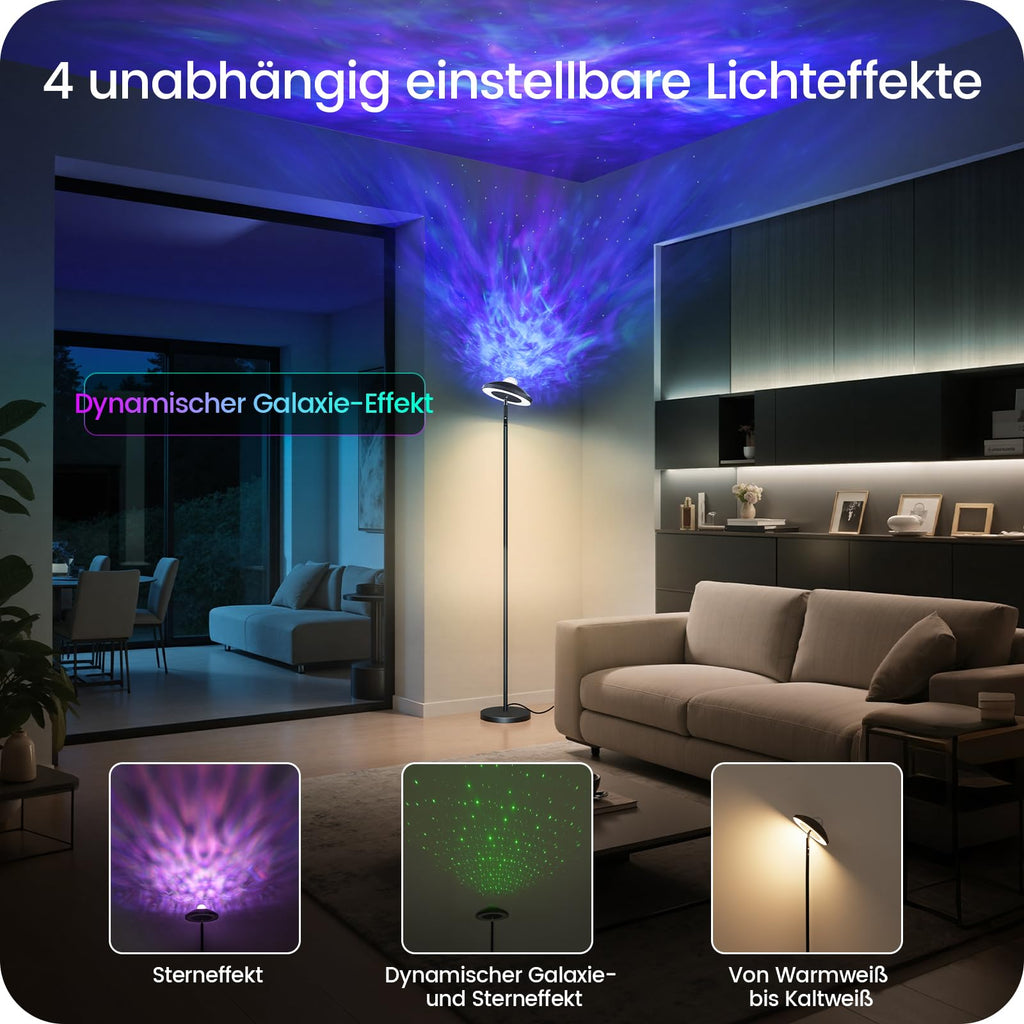 GOEBLESON RGB Stehlampe mit Sternenhimmel Projektor | dimmbar