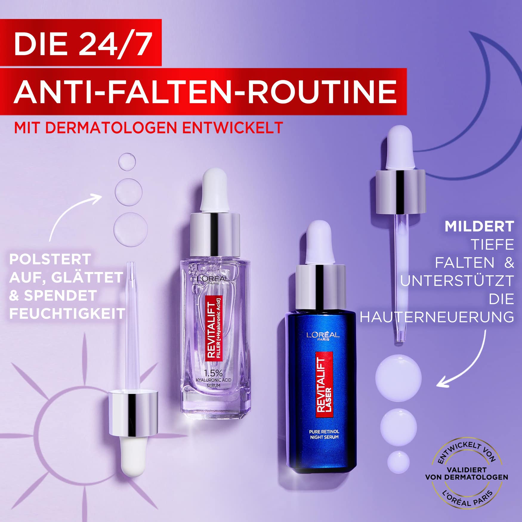 L’Oréal Paris Revitalift Filler Set – Serum + Tagespflege mit Hyaluron, Anti-Falten Pflege für glatte, pralle Haut