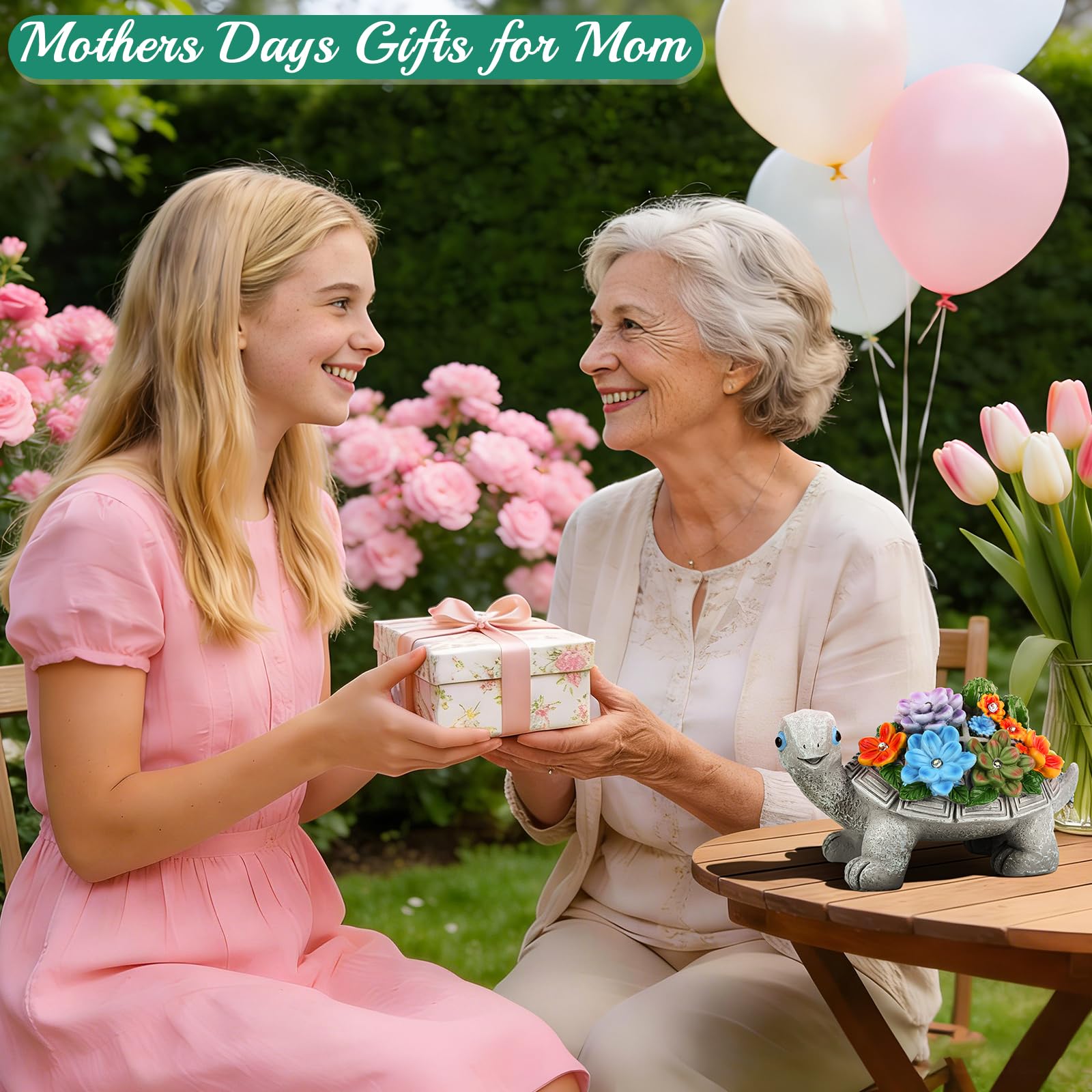Solar Schildkröte Gartendeko Außen 7 LED Licht Geschenk Mama Oma Frauen