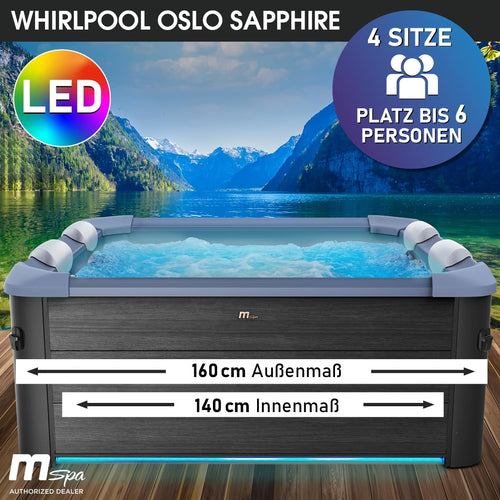 BRAST MSpa Oslo Whirlpool eckig 6 Personen – winterfest, LED, 120 Düsen