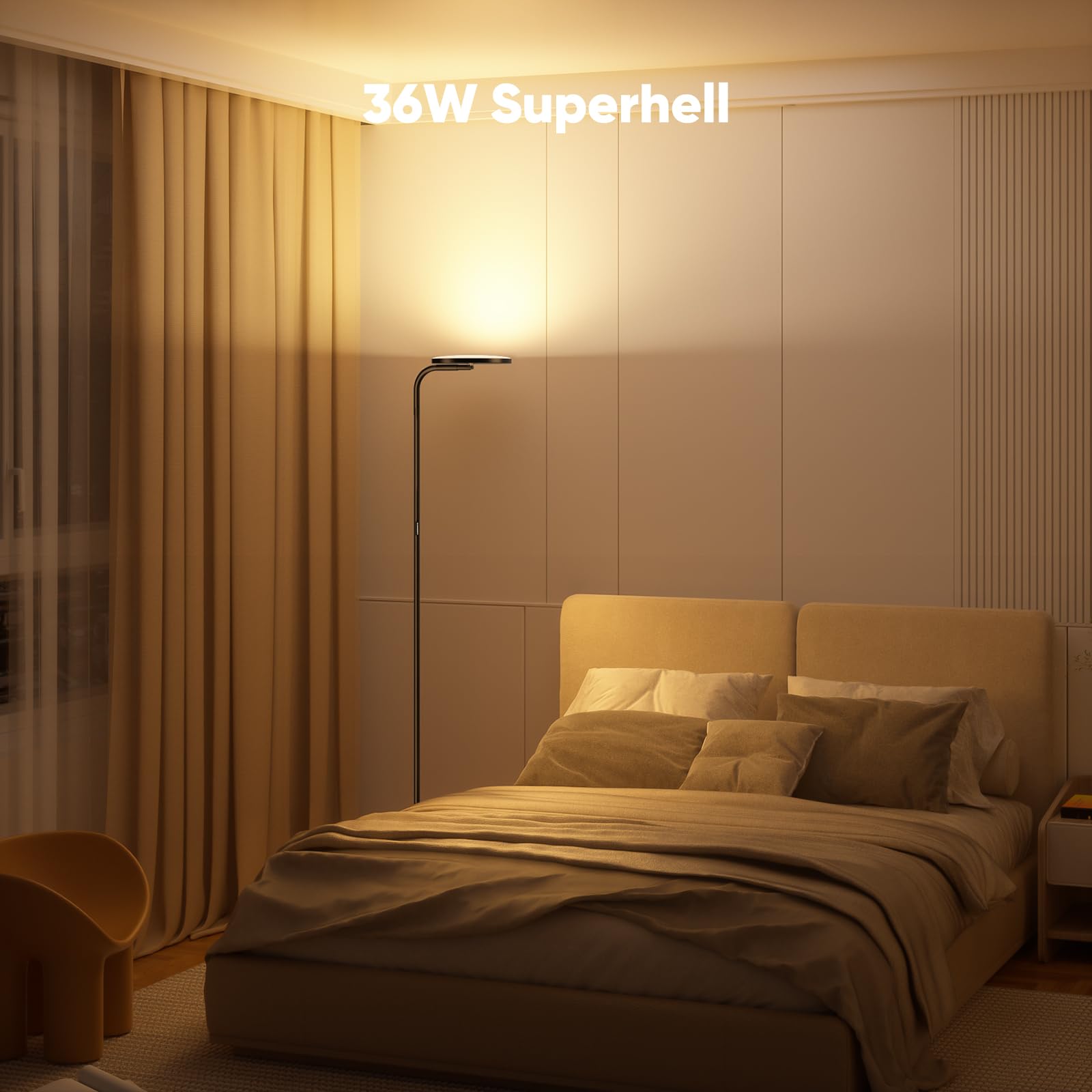 SIBRILLE LED Stehlampe Wohnzimmer dimmbar | Deckenfluter mit Fernbedienung