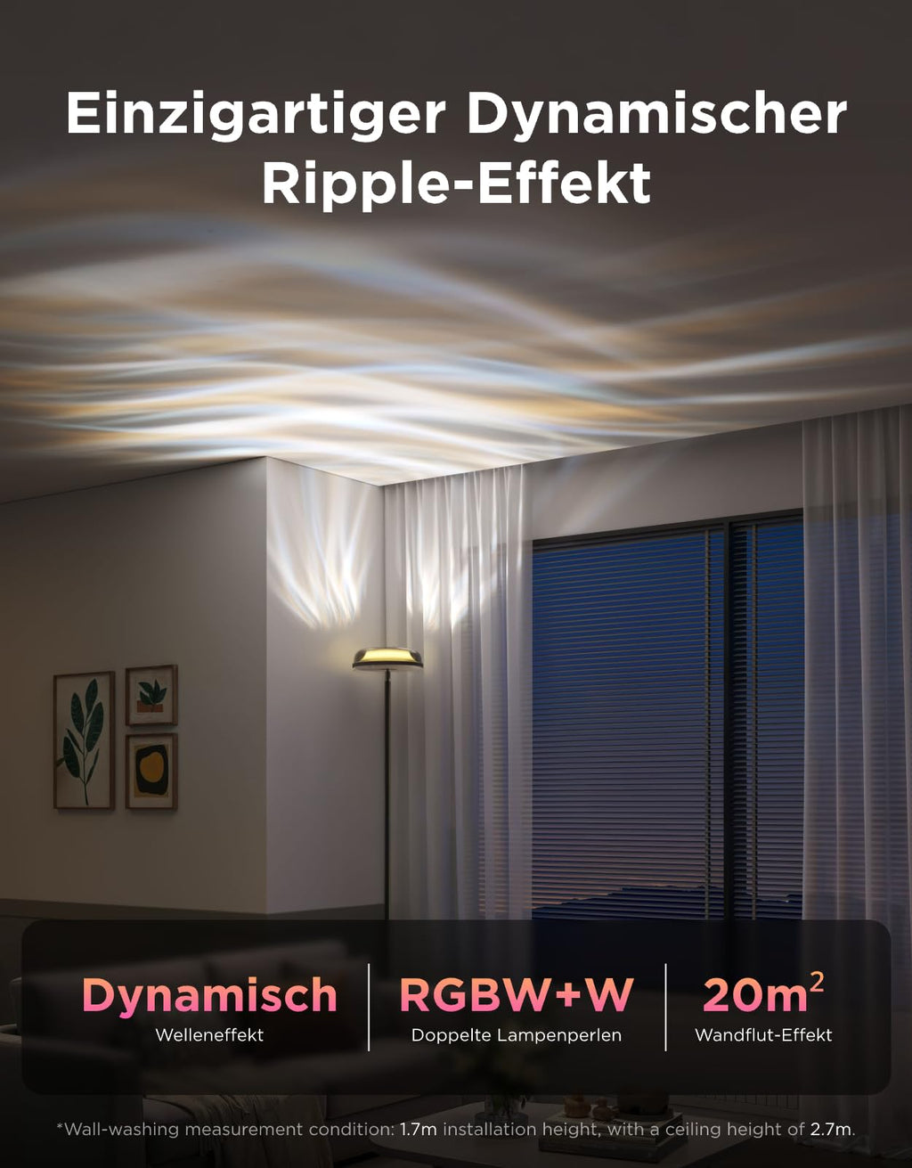 RGBICWW LED Stehlampe Deckenfluter – Smart Wohnzimmerlampe dimmbar mit Alexa & 80 Szenen