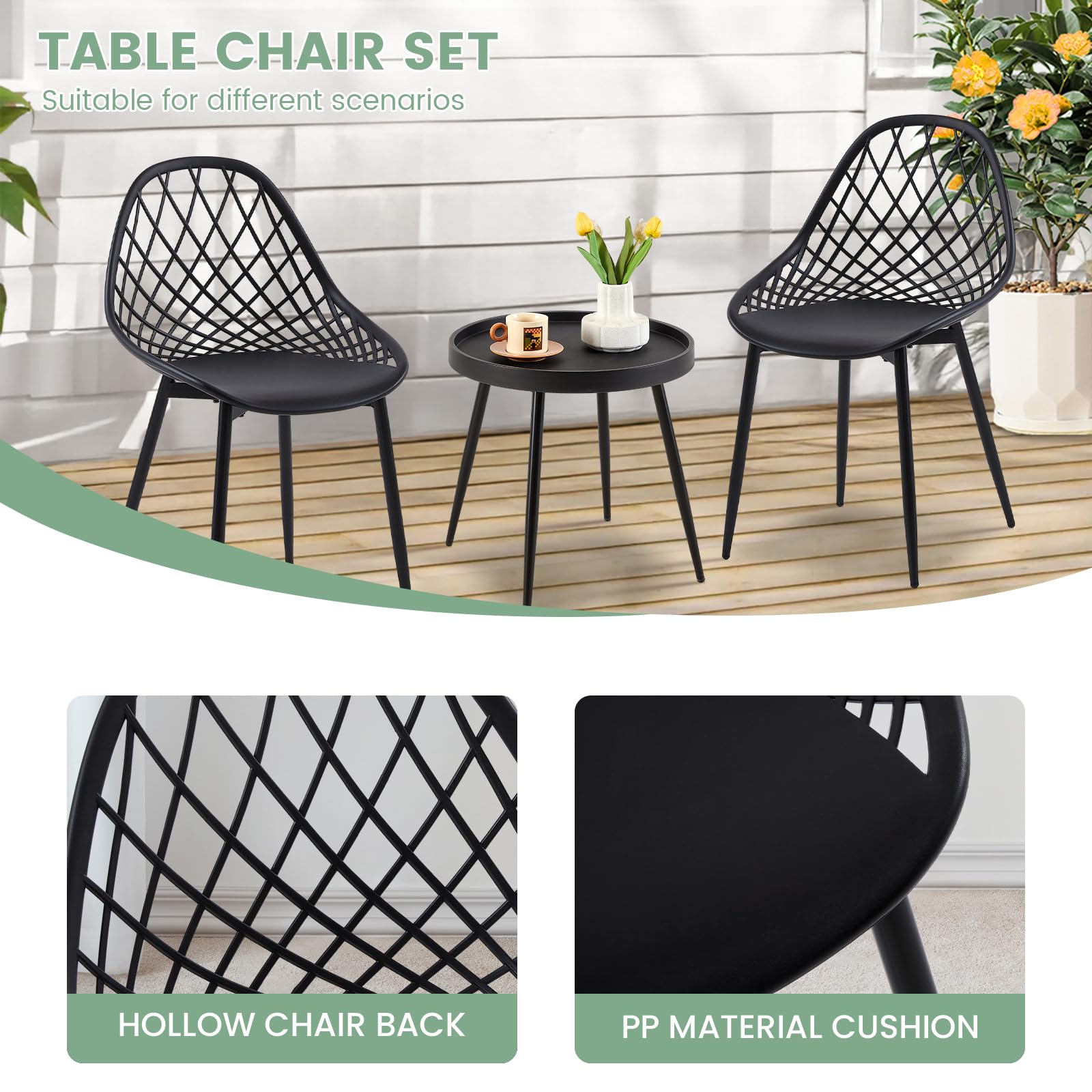 Balkonmöbel Set für 2 Personen – Bistrotisch mit 2 Stühlen, modern & platzsparend