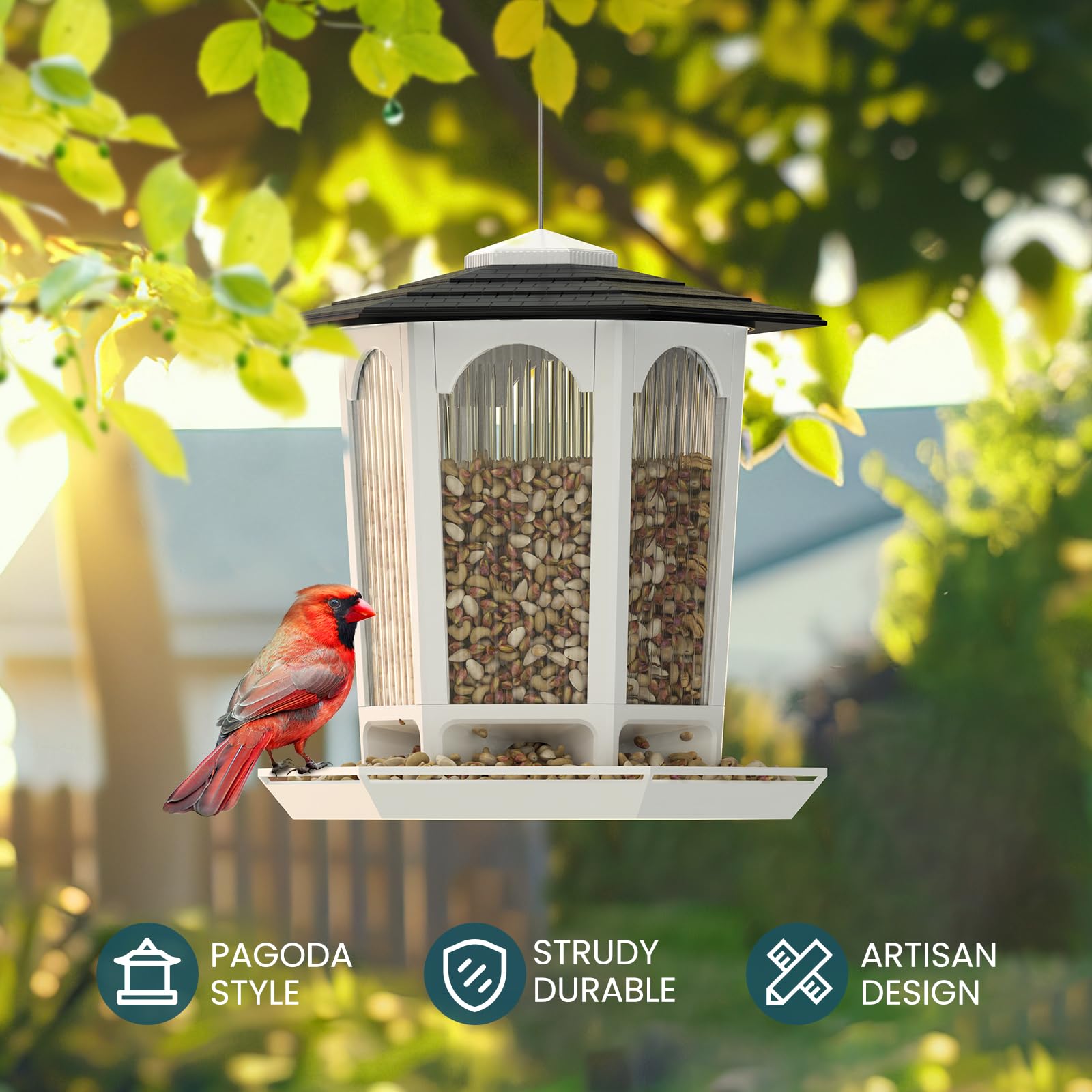 Solar Vogel Futterstation – Garten Vogelhaus zum Aufhängen für Balkon, Terrasse & Garten