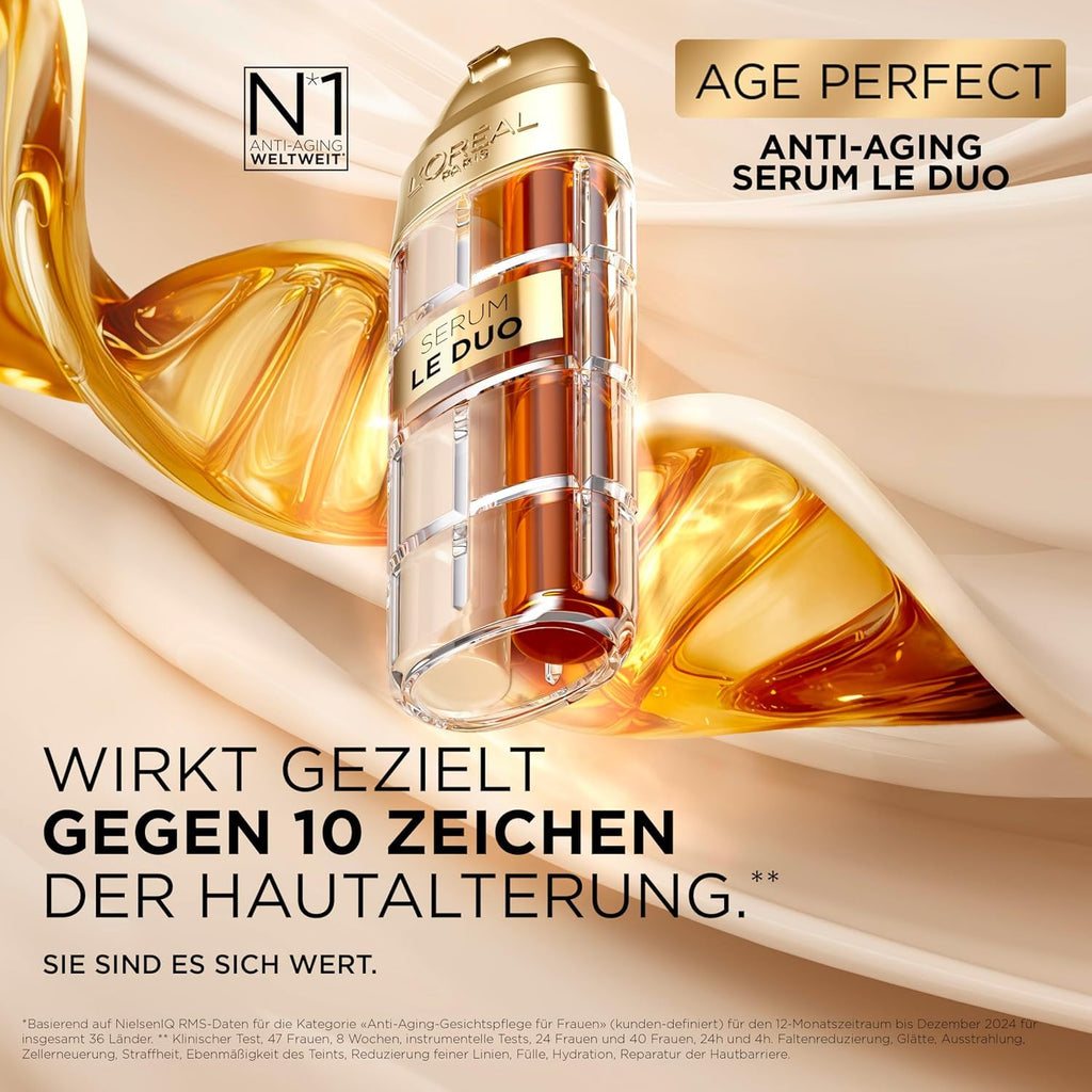 L’Oréal Paris Age Perfect Serum Le Duo – Anti-Aging Serum mit Kollagen & Vitamin B3, 30 ml