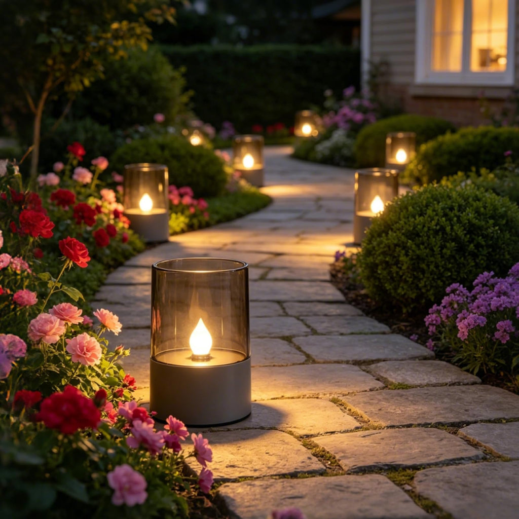 Hekasvm Solar Tischleuchten 2er Set – LED Solar Kerzen für Garten, Balkon & Terrasse