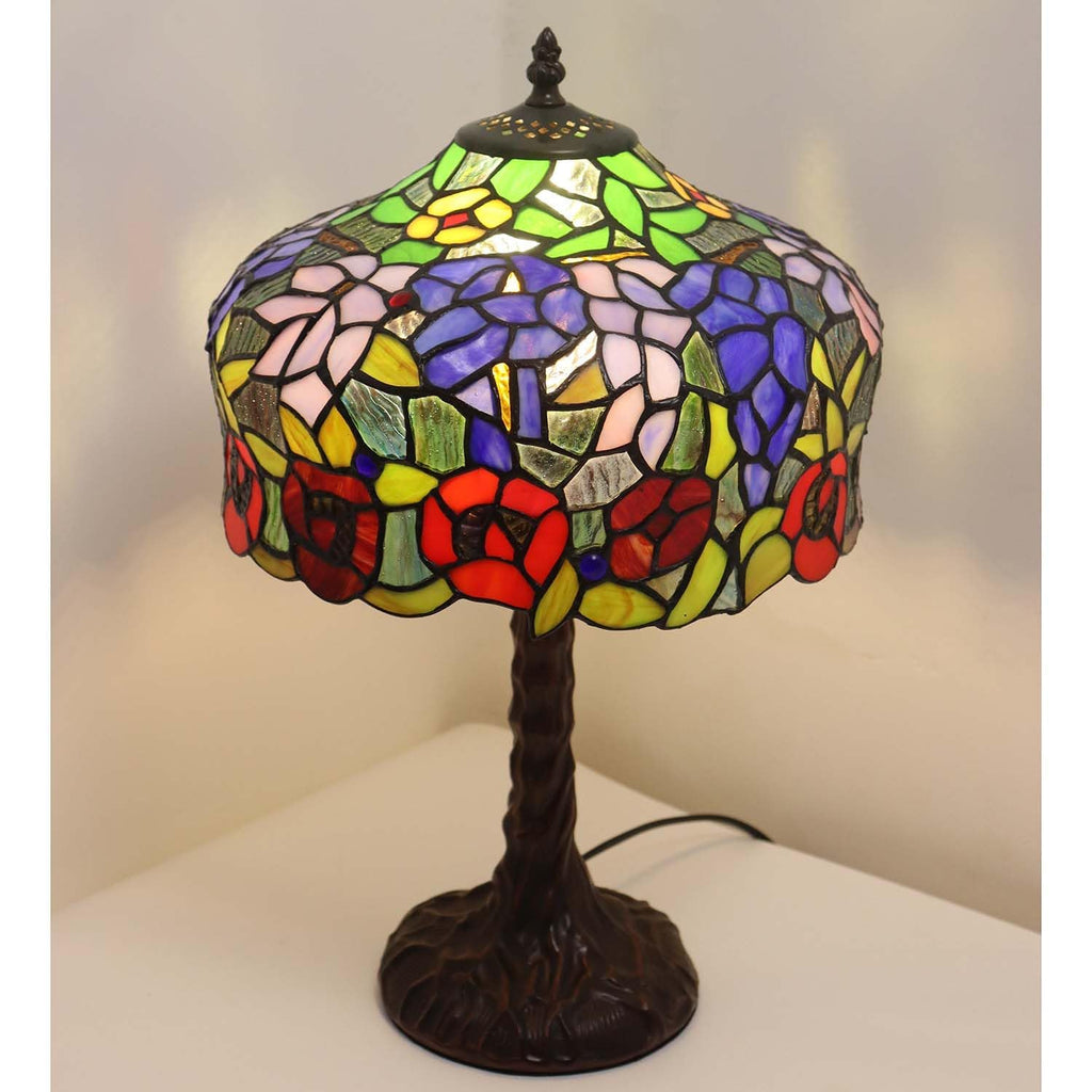 Bieye L30995 Tiffany Tischlampe mit Wisteria-Blumen – Handgefertigte Buntglasleuchte