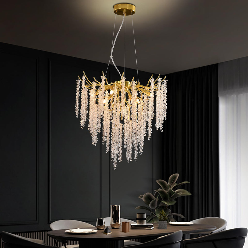 Luxus Kristall-Kronleuchter Gold, rund, dimmbar – Pendelleuchte 60cm