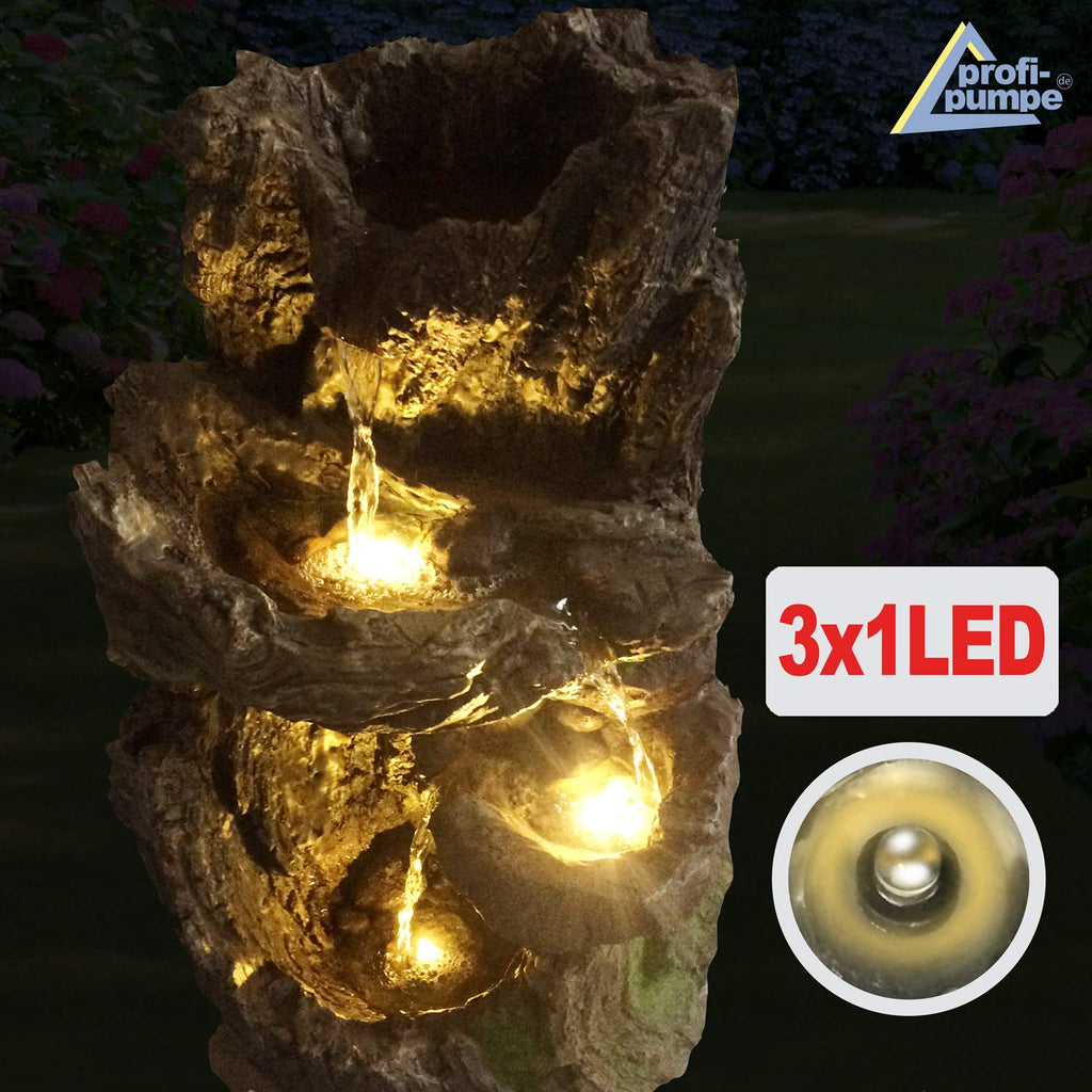 Gartenbrunnen Wald-Bächlein mit LED-Licht – Springbrunnen für Garten