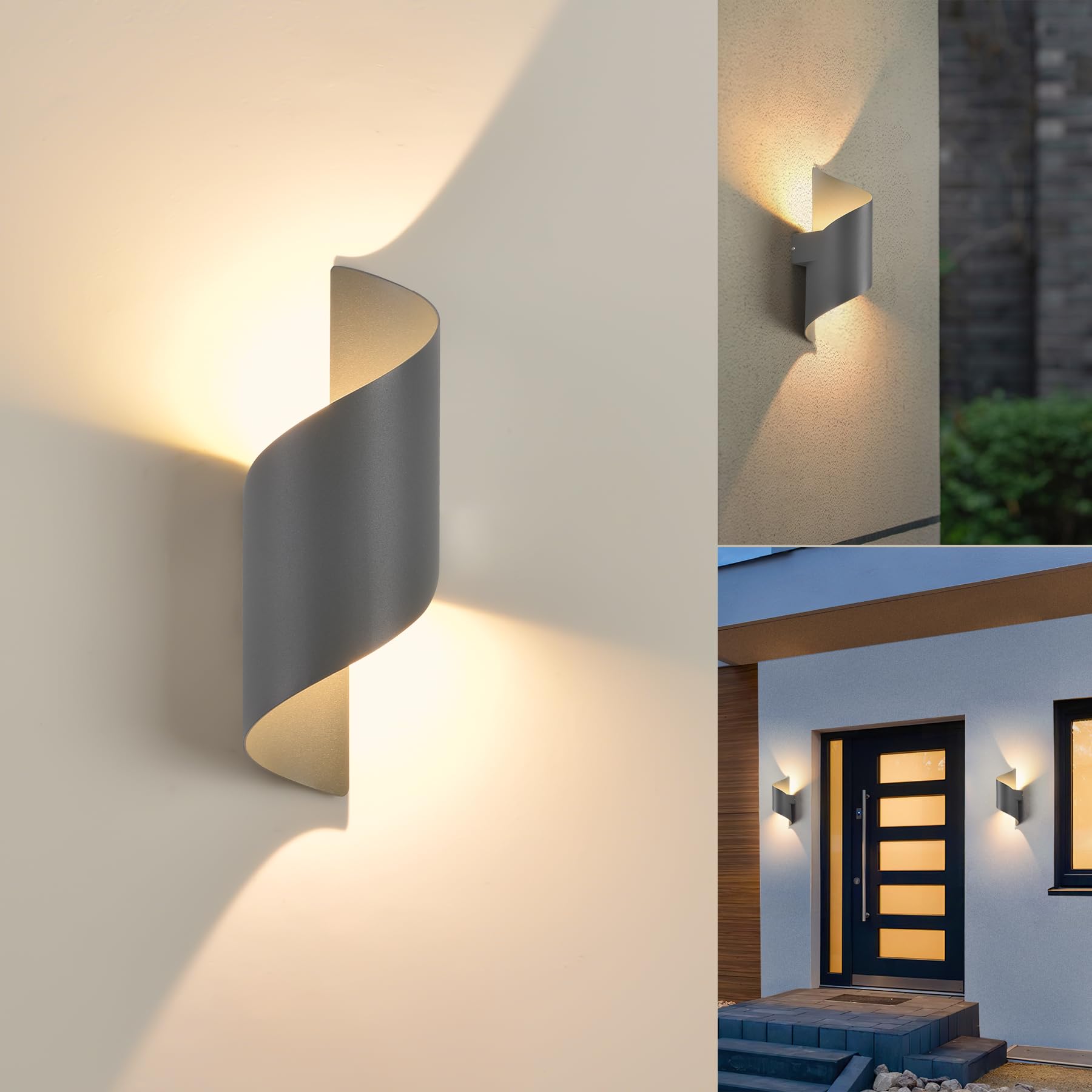 LED Außen-Wandleuchte Up & Down IP65 – Modernes Aluminium Design 3000K Warmweiß