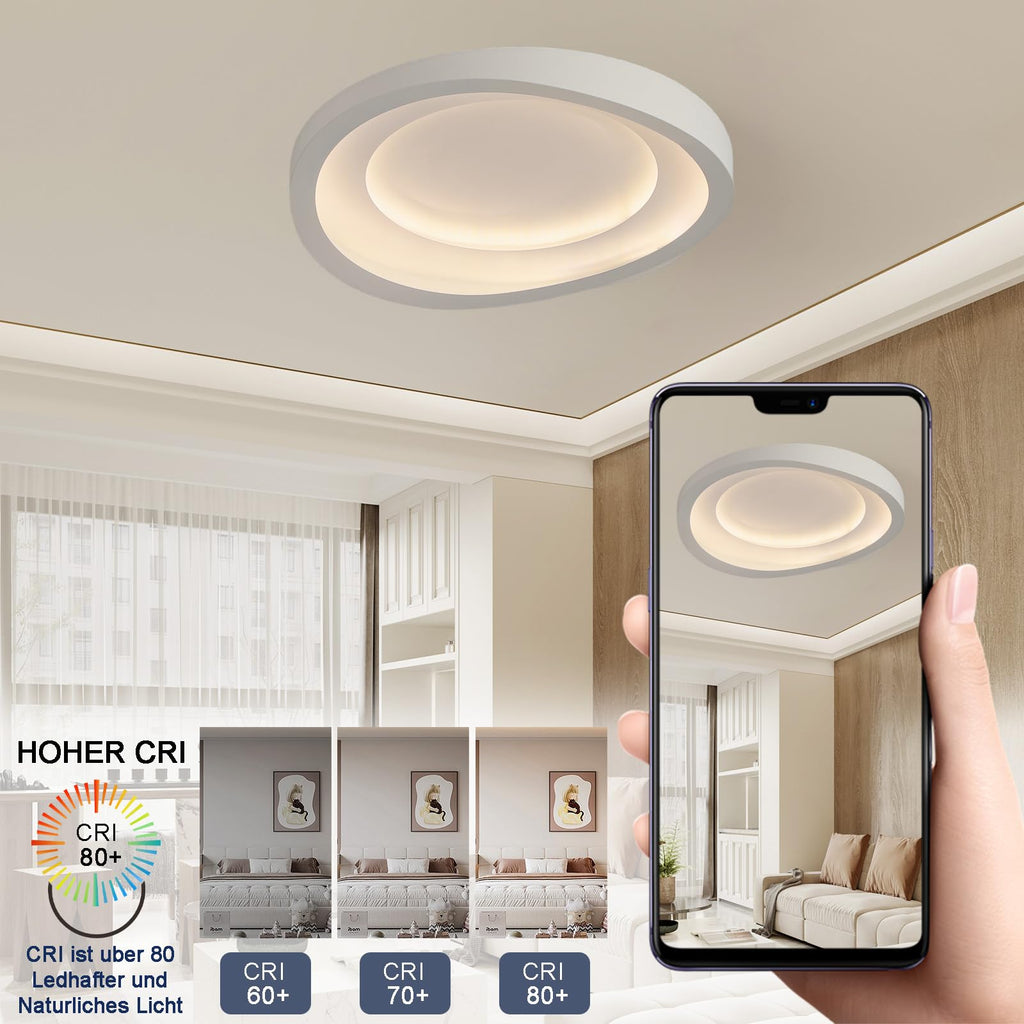 LED Deckenleuchte 60 cm dimmbar mit Fernbedienung – Minimalistische Deckenlampe für Wohnzimmerr