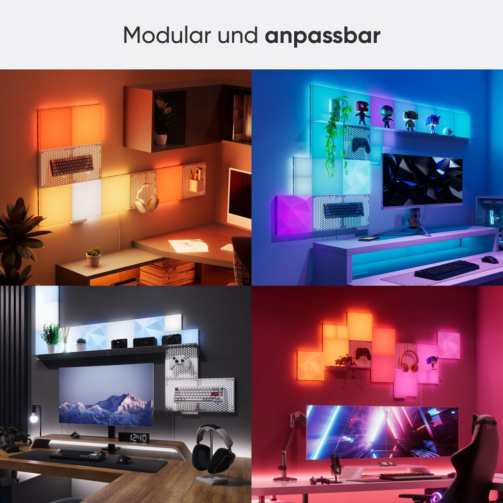 Nanoleaf Blocks Starter Kit – Smarte RGBW LED Wandpaneele, 6 quadratische Lichtpanels