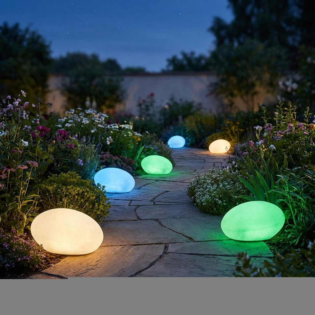 6er-Set Solar LED Dekostein Gartenleuchte – Farbwechsel, warmweiß & IP44