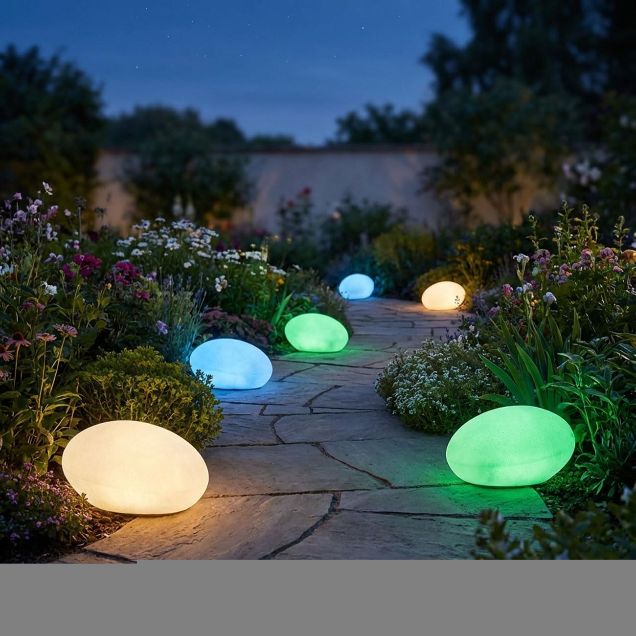 6er-Set Solar LED Dekostein Gartenleuchte – Farbwechsel, warmweiß & IP44