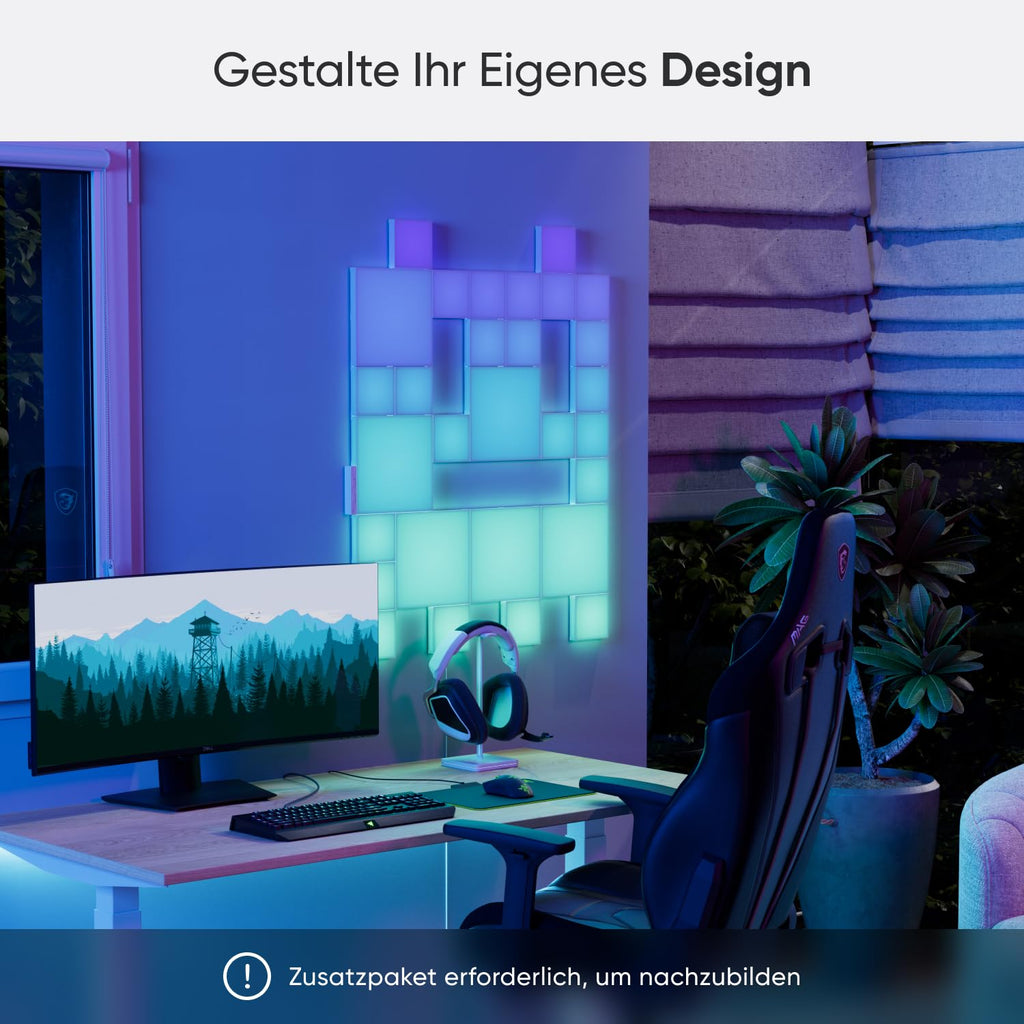 Nanoleaf Blocks Starter Kit – Smarte RGBW LED Wandpaneele, 6 quadratische Lichtpanels
