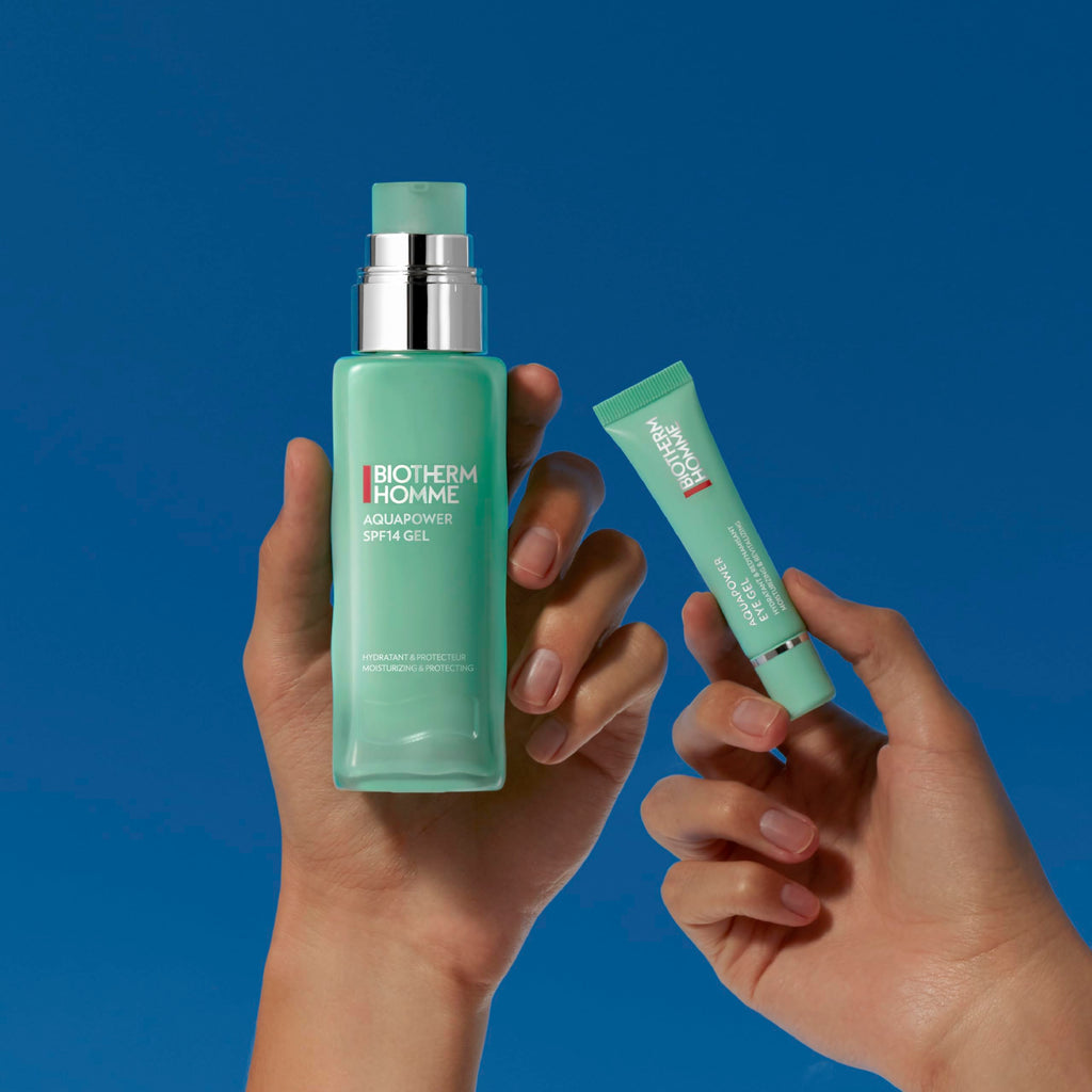 Biotherm Homme Aquapower Gel SPF14 – Feuchtigkeits Gesichtscreme für Männer mit Life Plankton 75