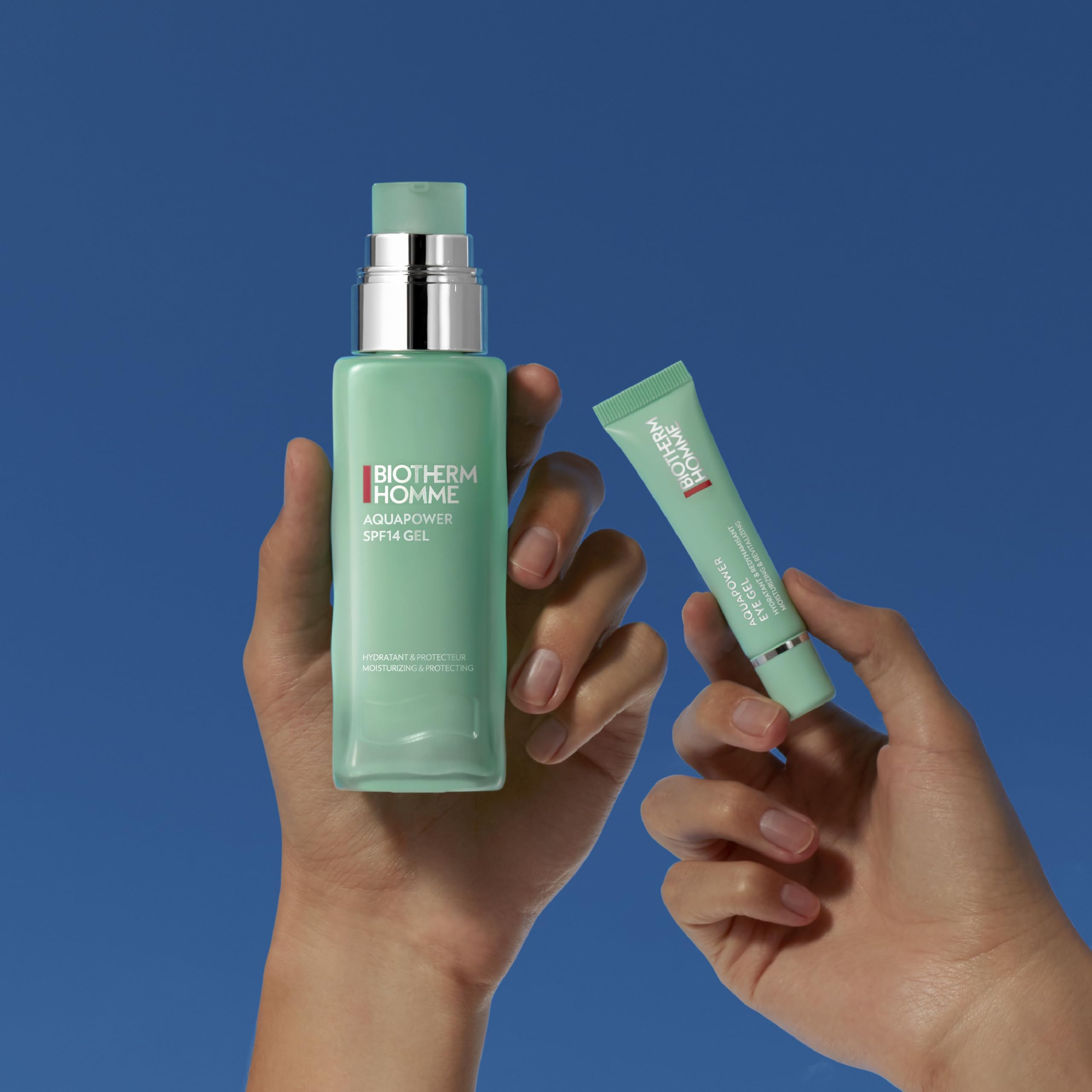 Biotherm Homme Aquapower Gel SPF14 – Feuchtigkeits Gesichtscreme für Männer mit Life Plankton 75