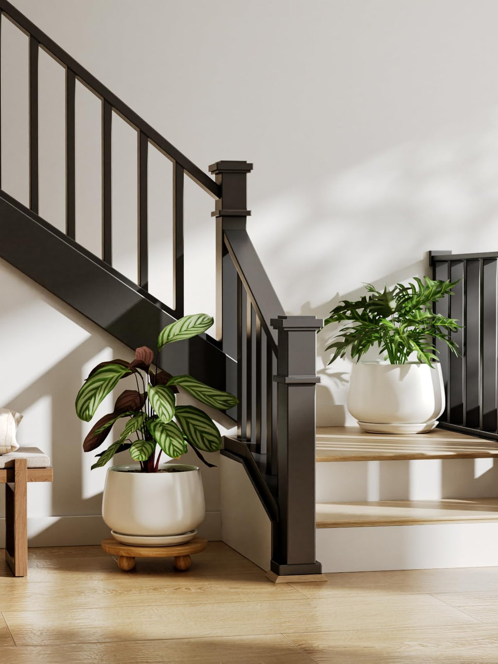 LE TAUCI Keramik Blumentopf 25cm Mattweiß – mit Untersetzer, Innen