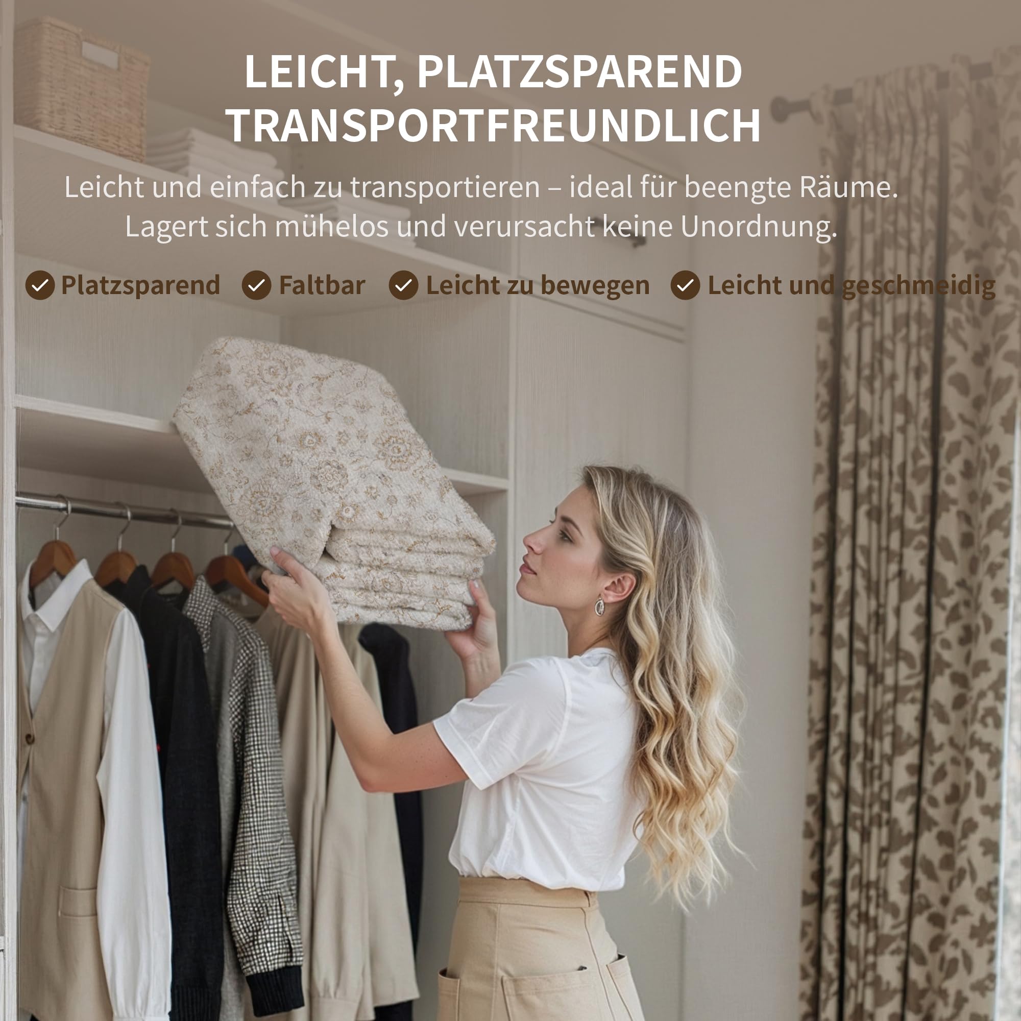 Großer Beige Teppich 300x400 cm – Waschbarer Wohnzimmer Teppich rutschfest