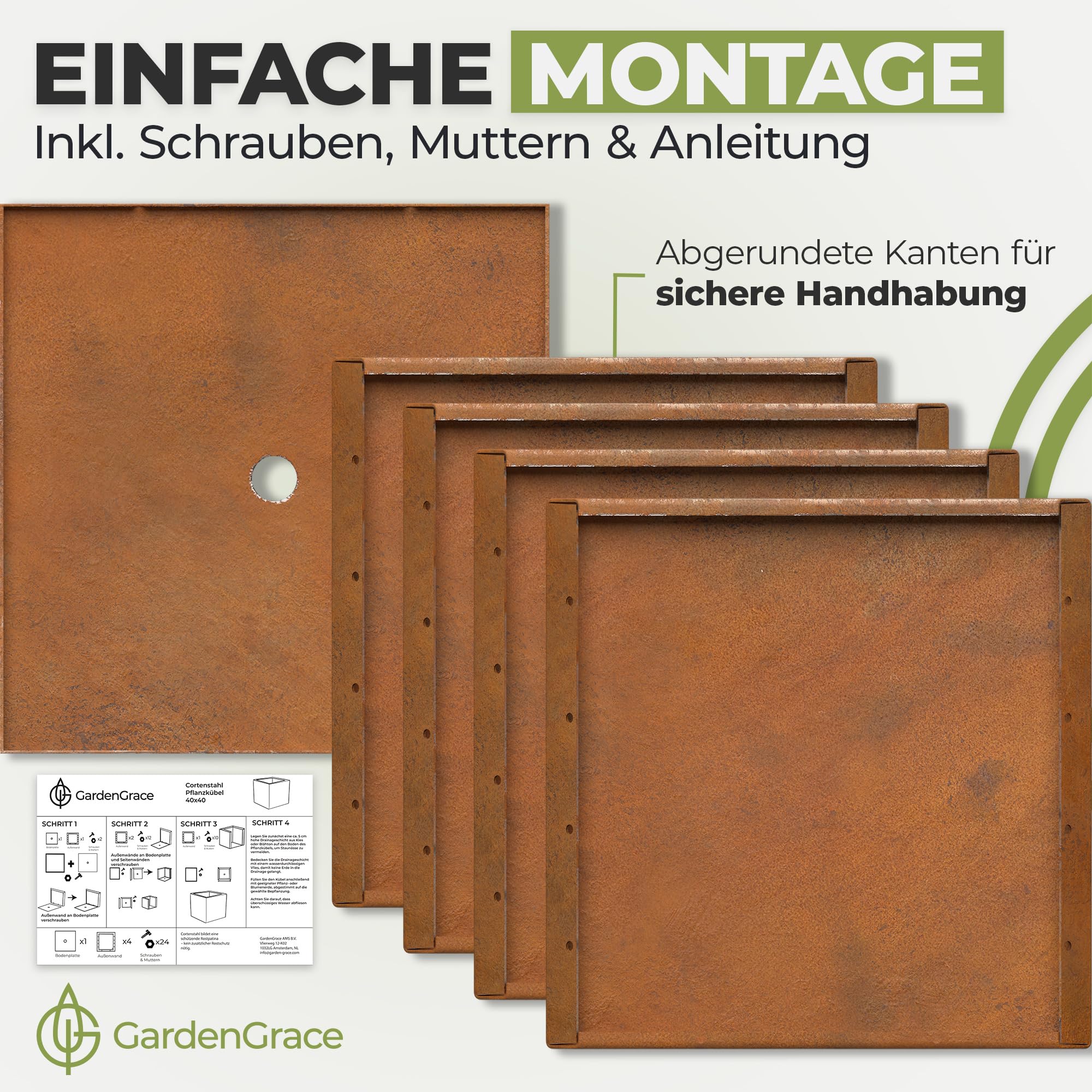 Pflanzkübel Cortenstahl Rostoptik 🧱 Moderner Blumentopf für Garten Balkon Terrasse