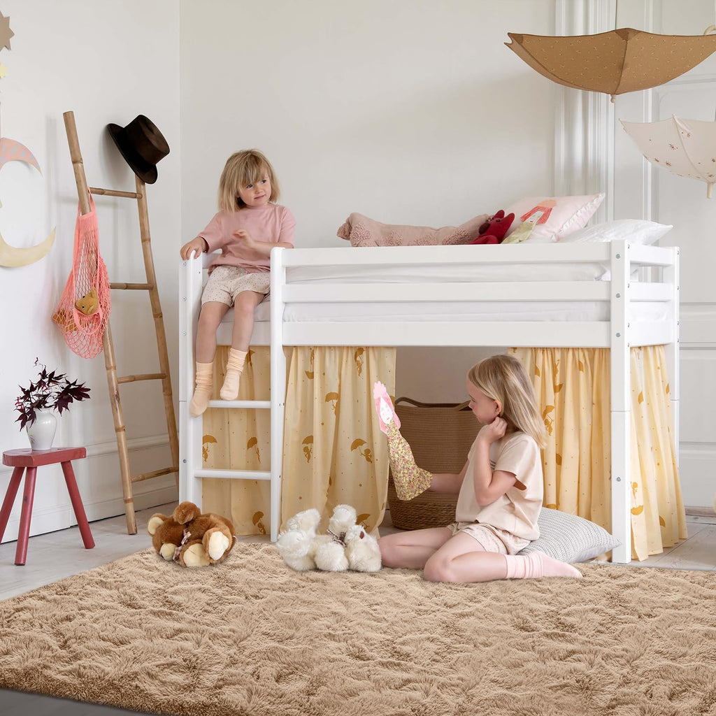 Weicher Hochflor Teppich Beige – Großer Wohnzimmer Teppich für Schlafzimmer & Kinderzimmer