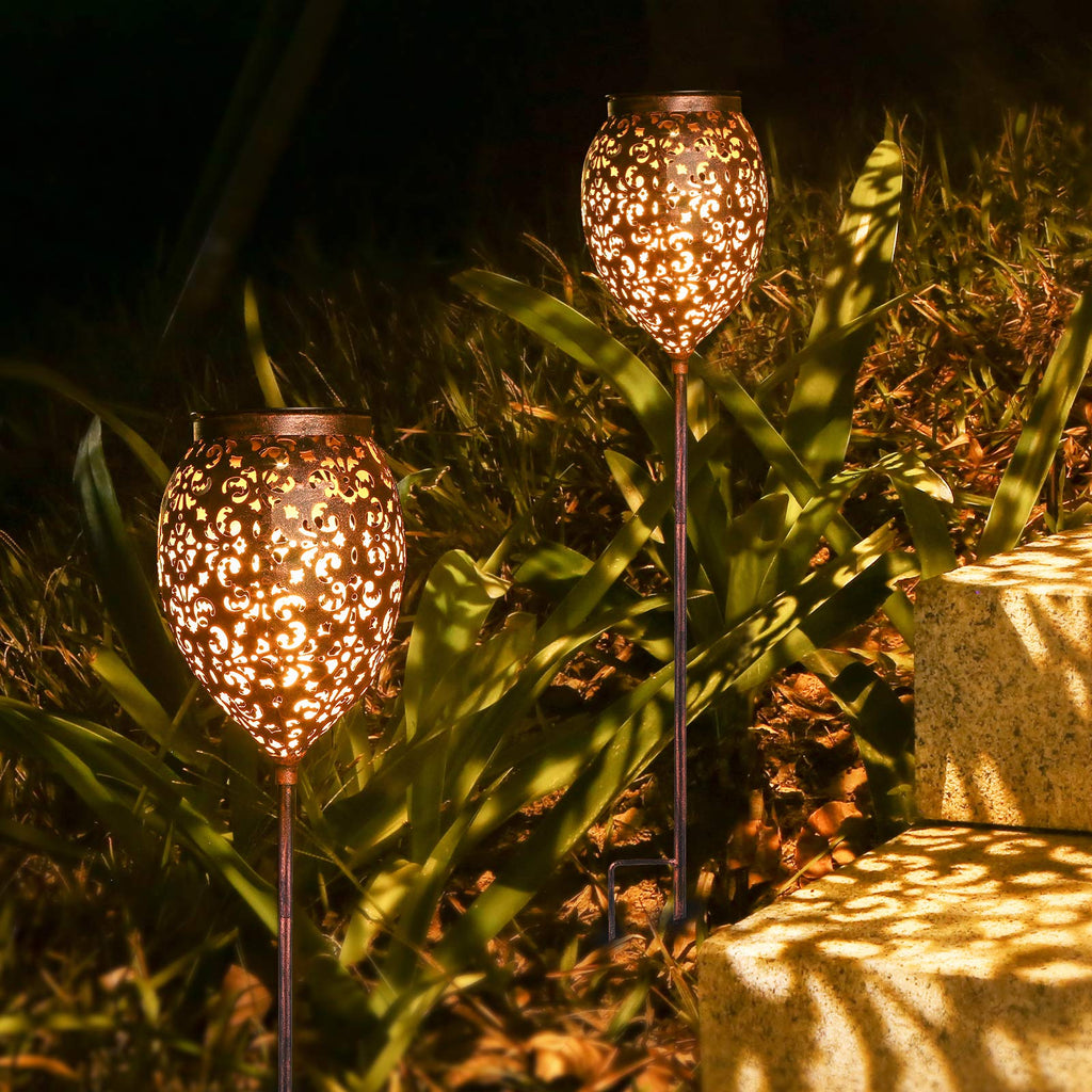 JOYCREATOR Solar Laternen Set 2 Stück – LED Gartenlampen warmweiß IP65 Terrasse Balkon Deko
