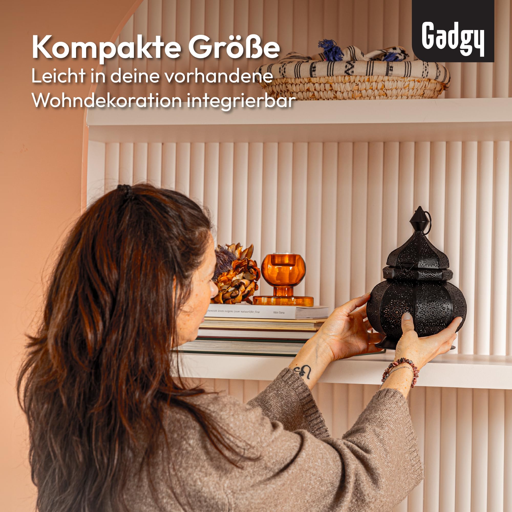 Orientalische Metall Laterne – Marokkanische Vintage Lampe mit Schatteneffekt für Balkon & Wohnzimmer