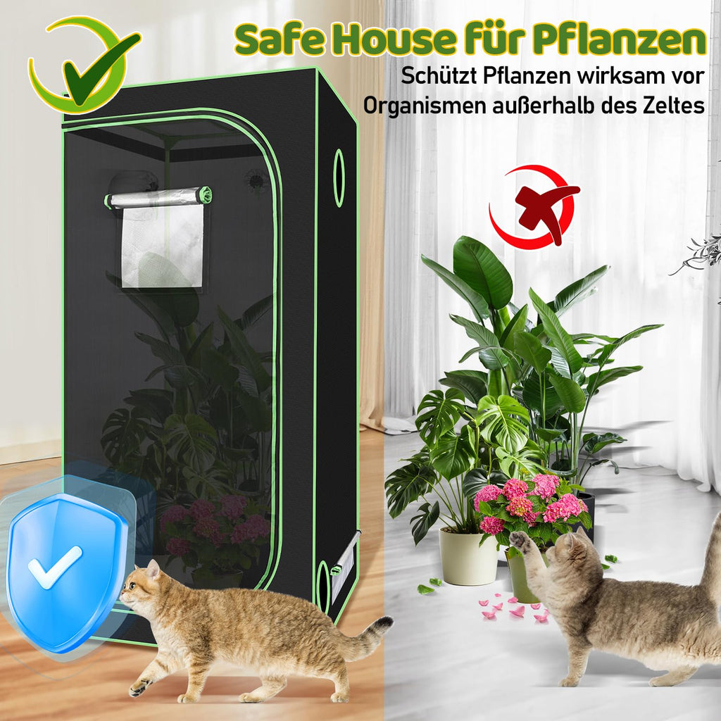 Vigevee Growzelt 120x60x180cm – Lichtdicht, wasserdicht, Indoor-Anbau