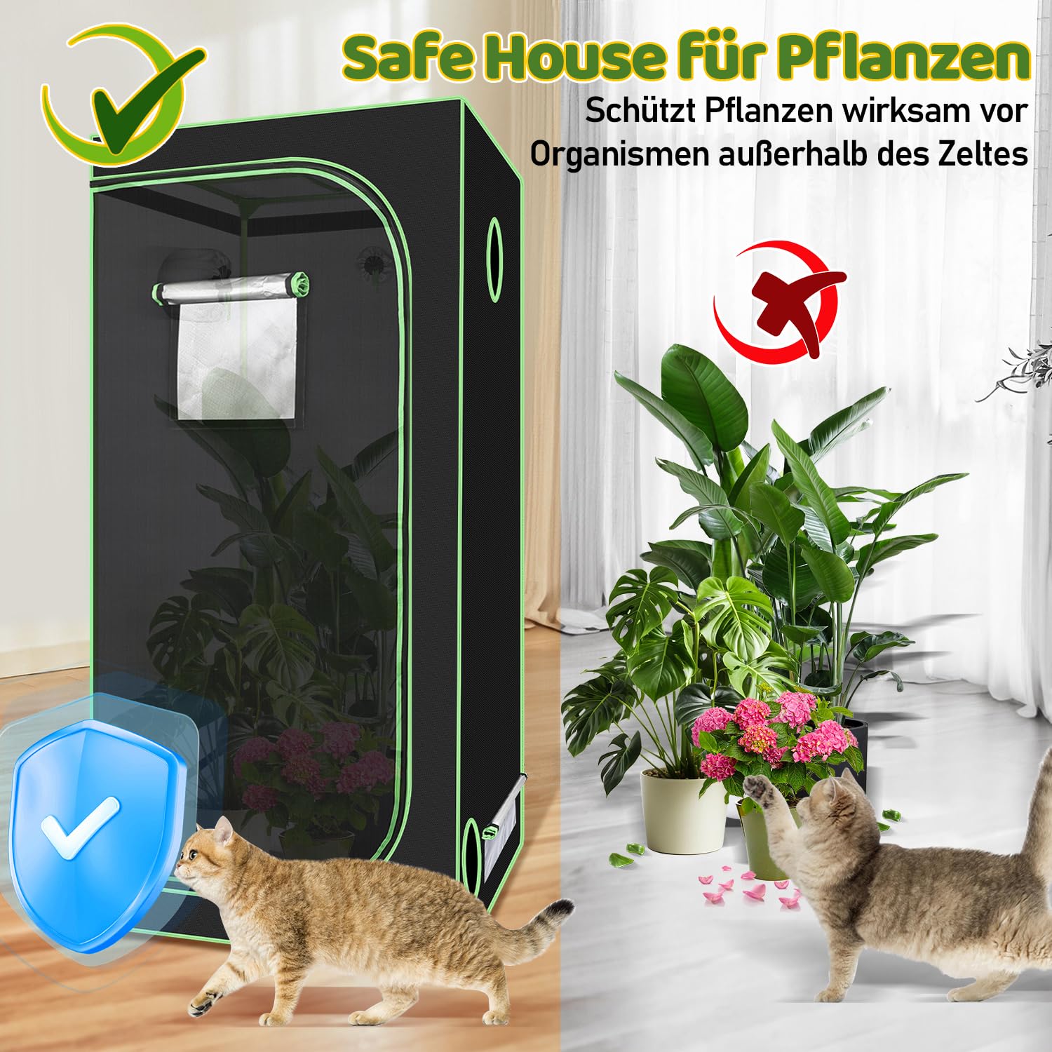 Vigevee Growzelt 120x60x180cm – Lichtdicht, wasserdicht, Indoor-Anbau
