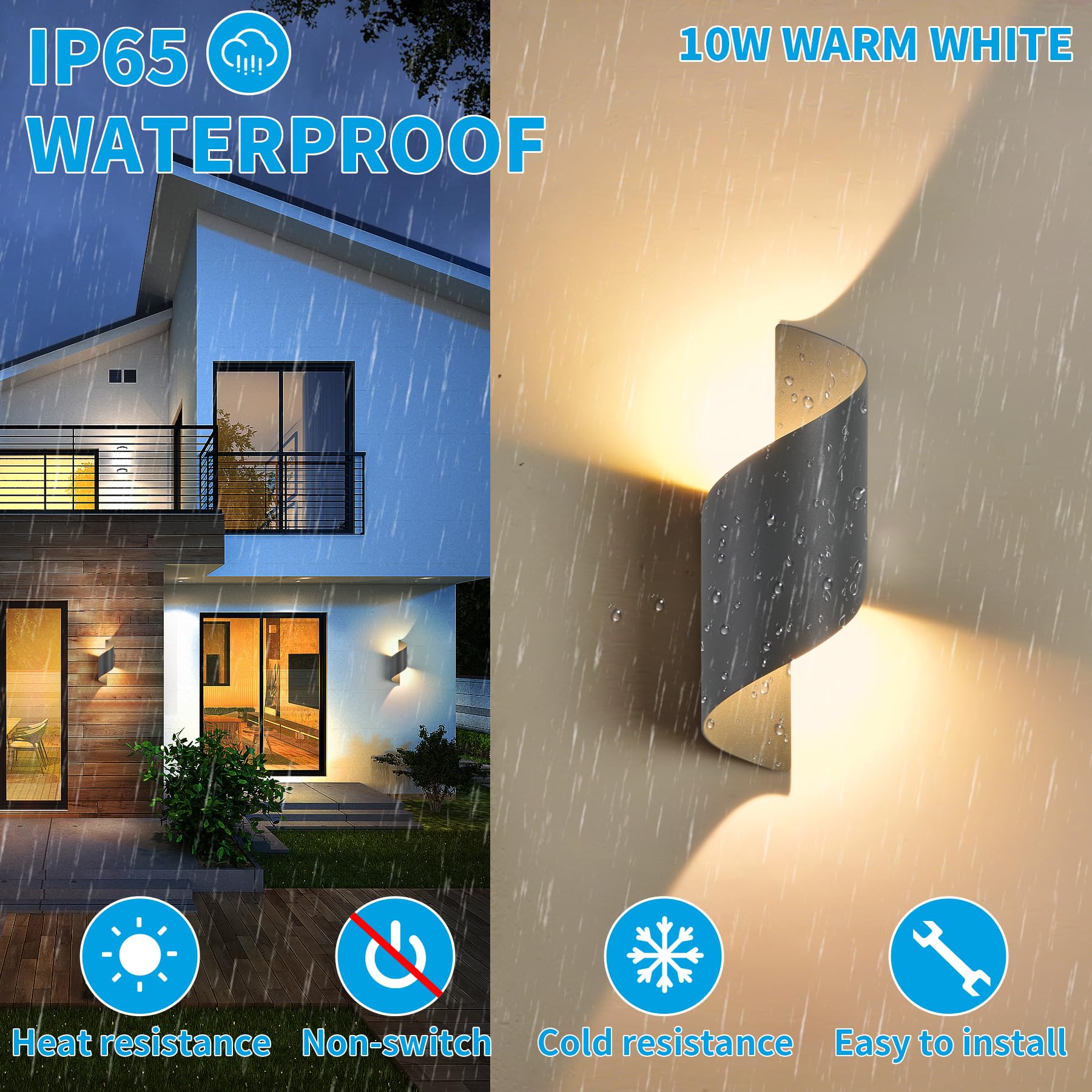 LED Außen-Wandleuchte Up & Down IP65 – Modernes Aluminium Design 3000K Warmweiß