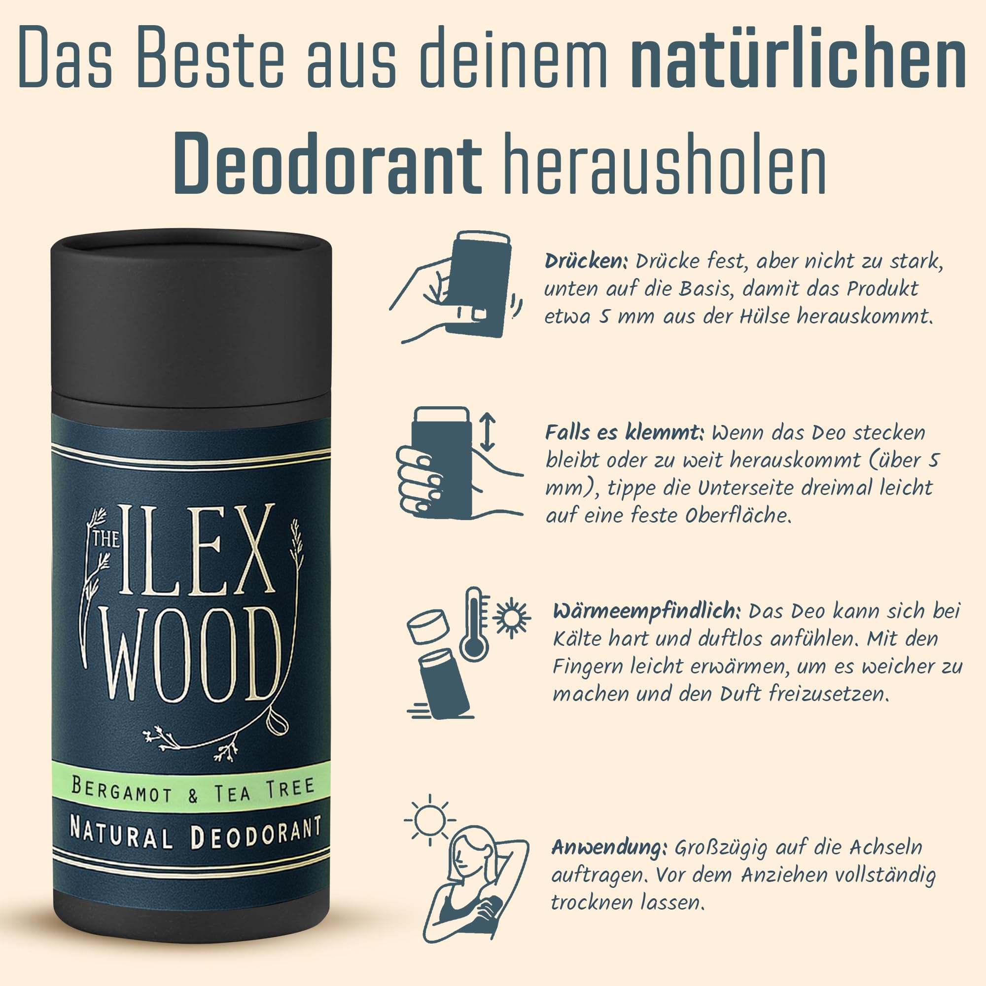 The Ilex Wood Natürliches Deodorant 70 ml – Veganes Deo mit Bergamotte & Teebaumöl
