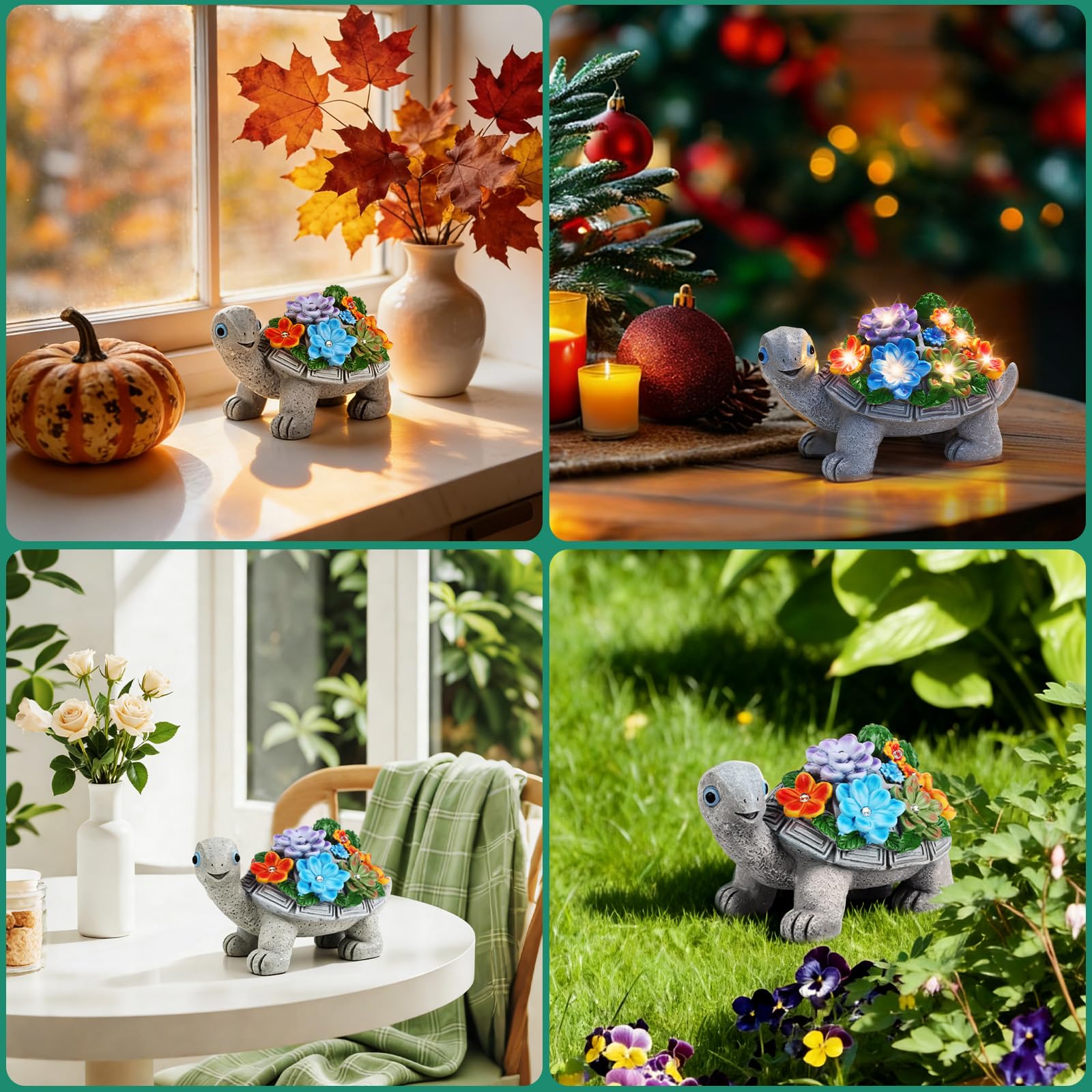 Solar Schildkröte Gartendeko Außen 7 LED Licht Geschenk Mama Oma Frauen