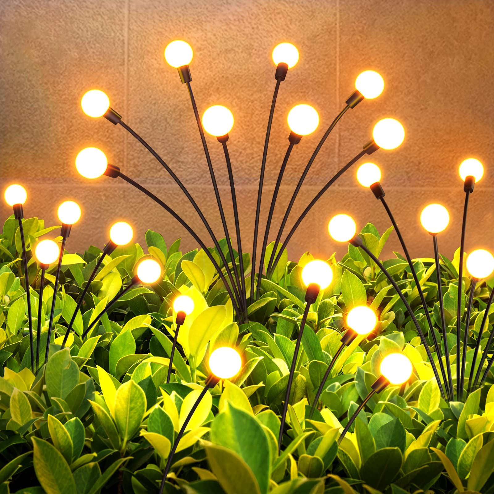 GEARLITE Firefly Solar Gartenlampen 4er Set – 32 LED IP65 Outdoor Wegbeleuchtung