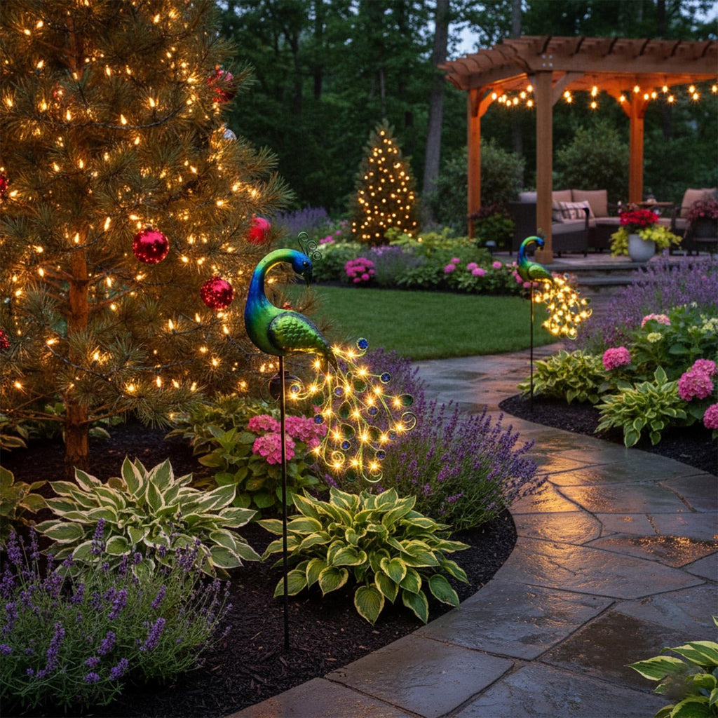 Solar Gartenleuchte Pfau 🦚 LED Gartendeko Licht für Balkon Terrasse & Garten