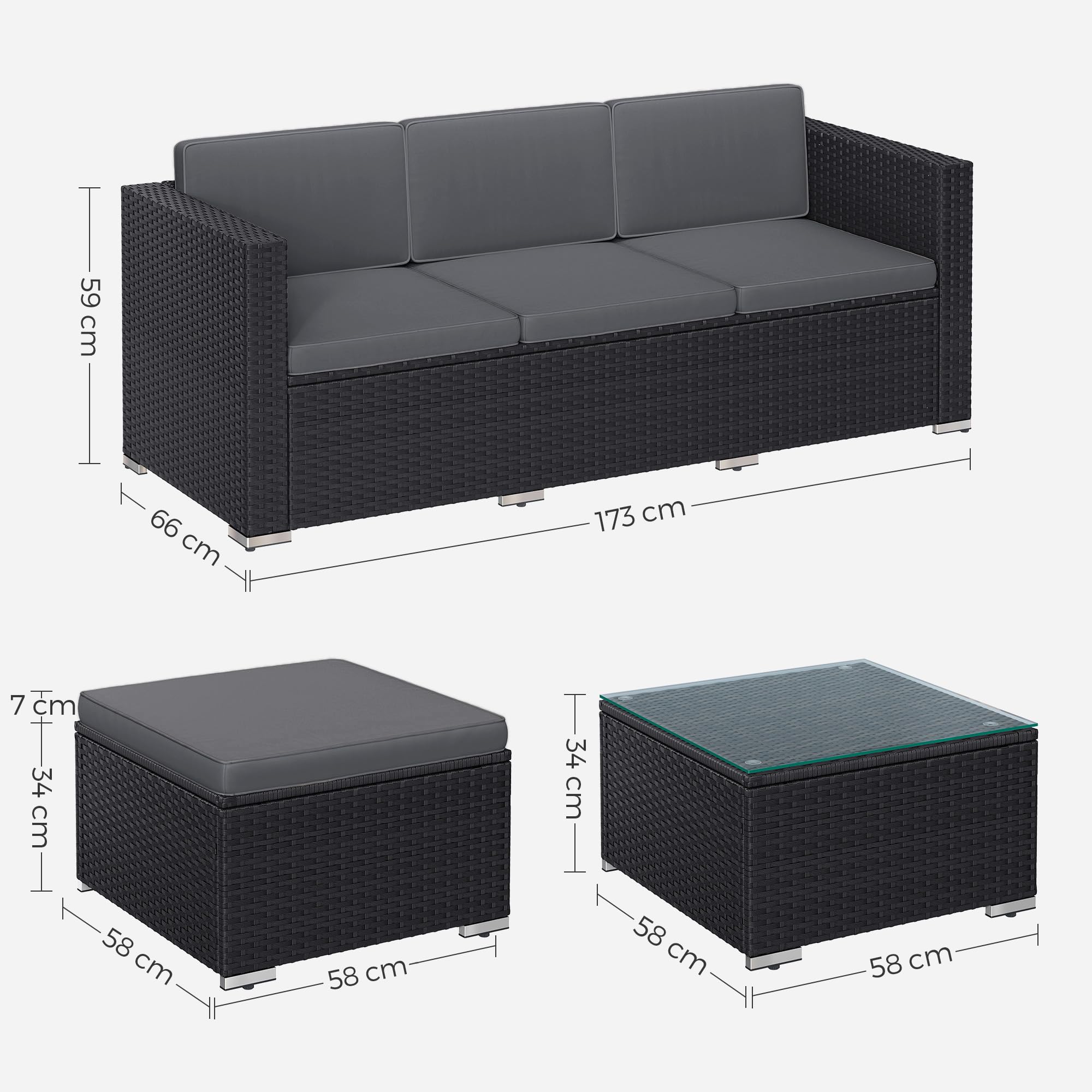 Polyrattan Gartenmöbel Set für Balkon & Terrasse – Modernes Lounge Set mit Komfort