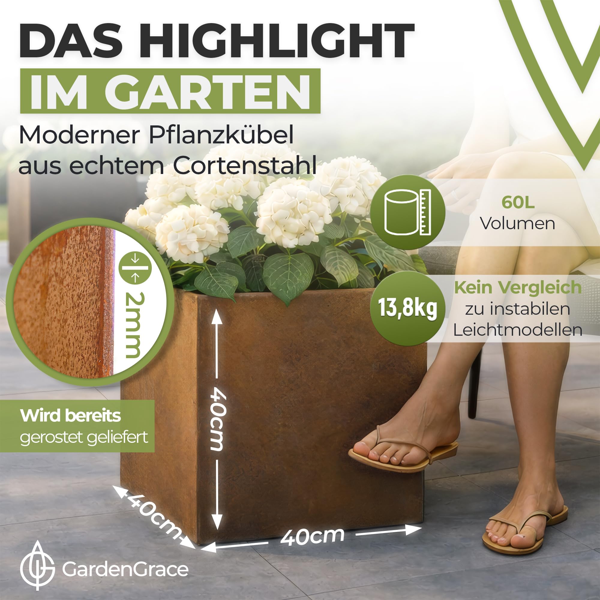 Pflanzkübel Cortenstahl Rostoptik 🧱 Moderner Blumentopf für Garten Balkon Terrasse