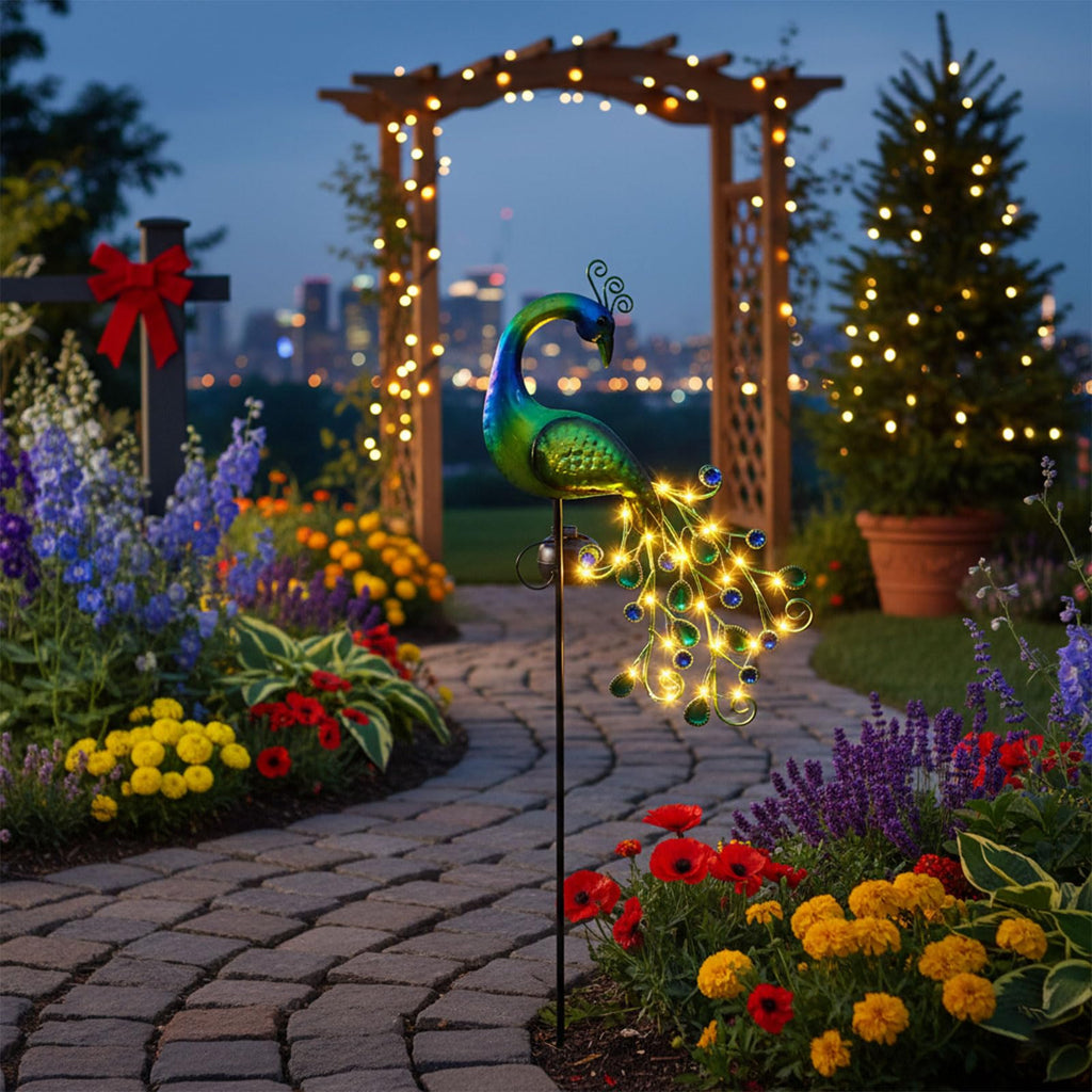 Solar Gartenleuchte Pfau 🦚 LED Gartendeko Licht für Balkon Terrasse & Garten