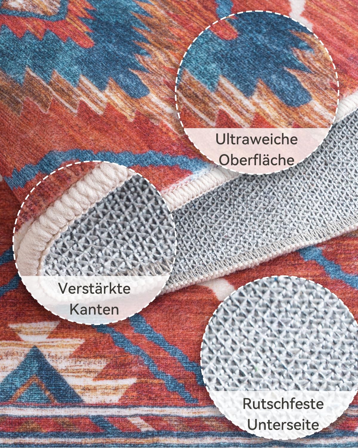Teppich Läufer 60x300 cm – Rutschfester Flur- & Küchenläufer Waschbar