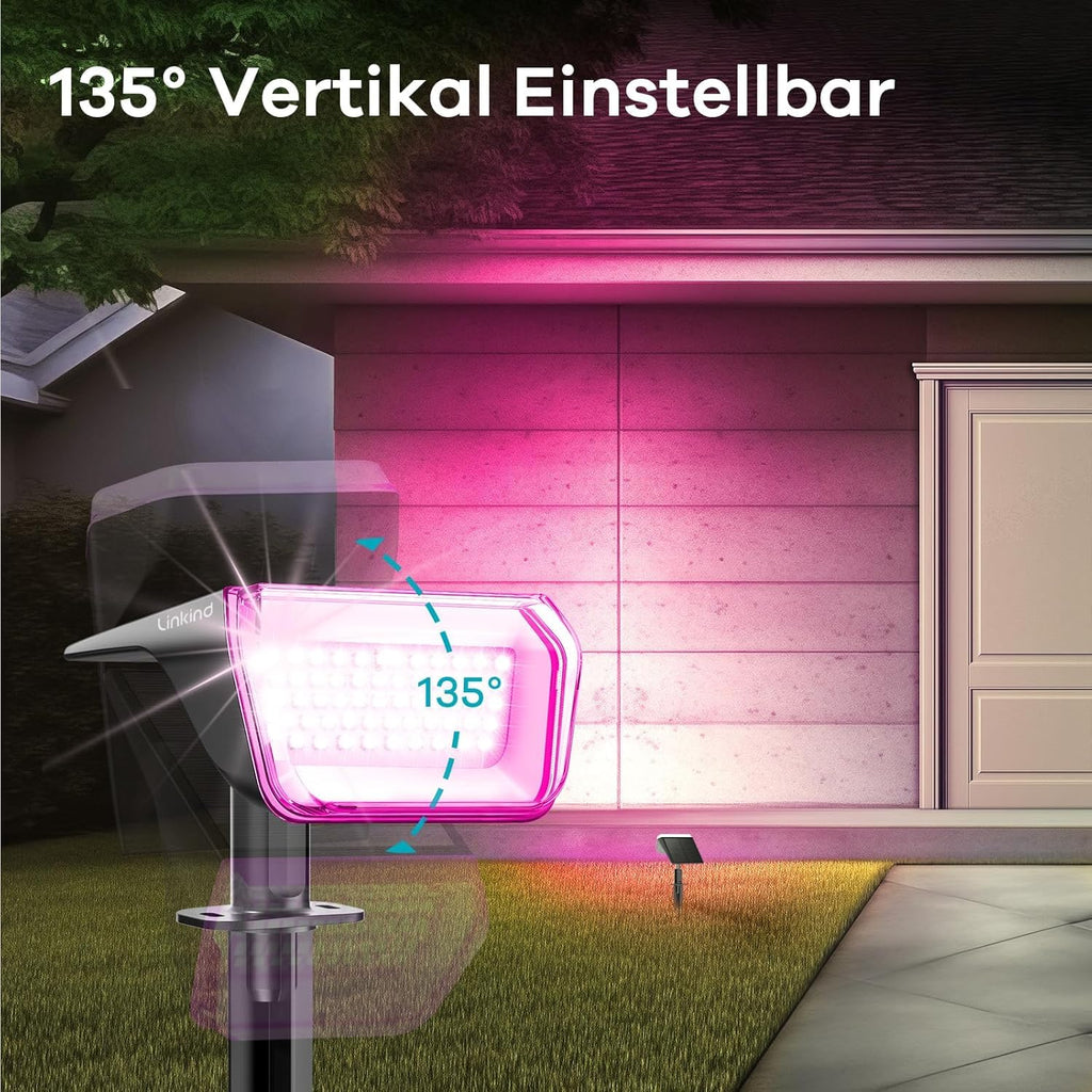 Solar Gartenstrahler RGB bunt – 6er Set, 10 Modi, wasserdicht für Außen