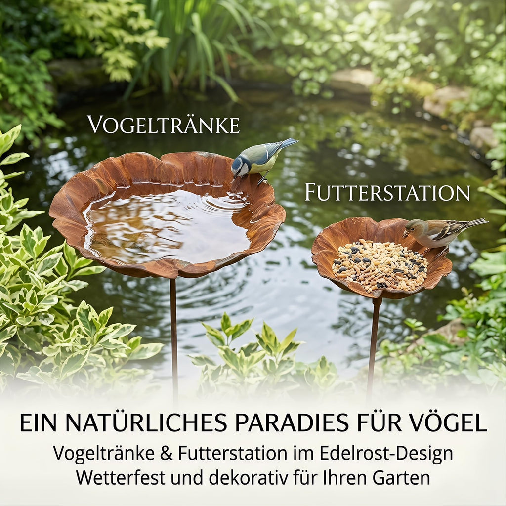 Huicare Regenfänger Gartenstecker Rost Vintage – Insektentränke Eisen Deko