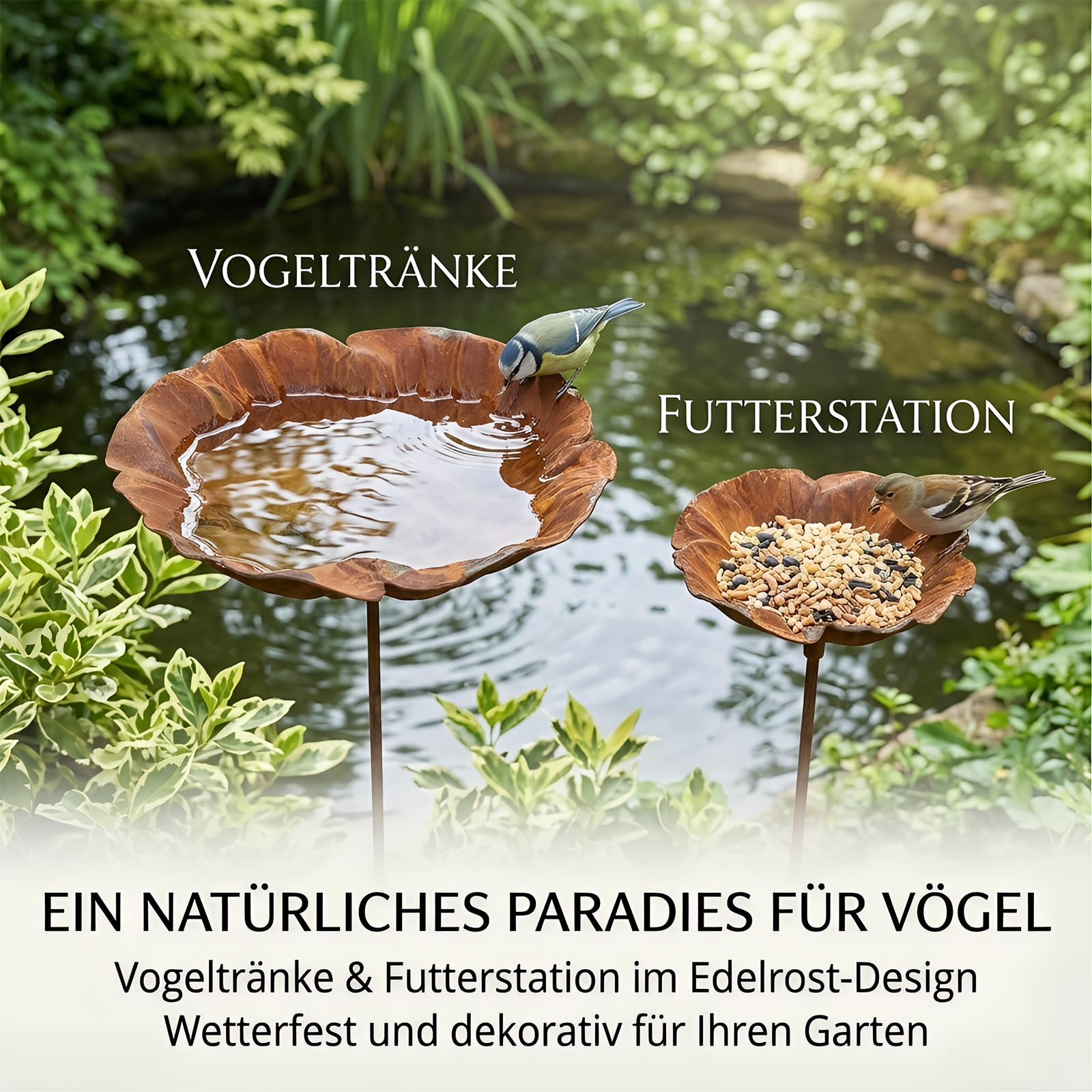 Huicare Regenfänger Gartenstecker Rost Vintage – Insektentränke Eisen Deko