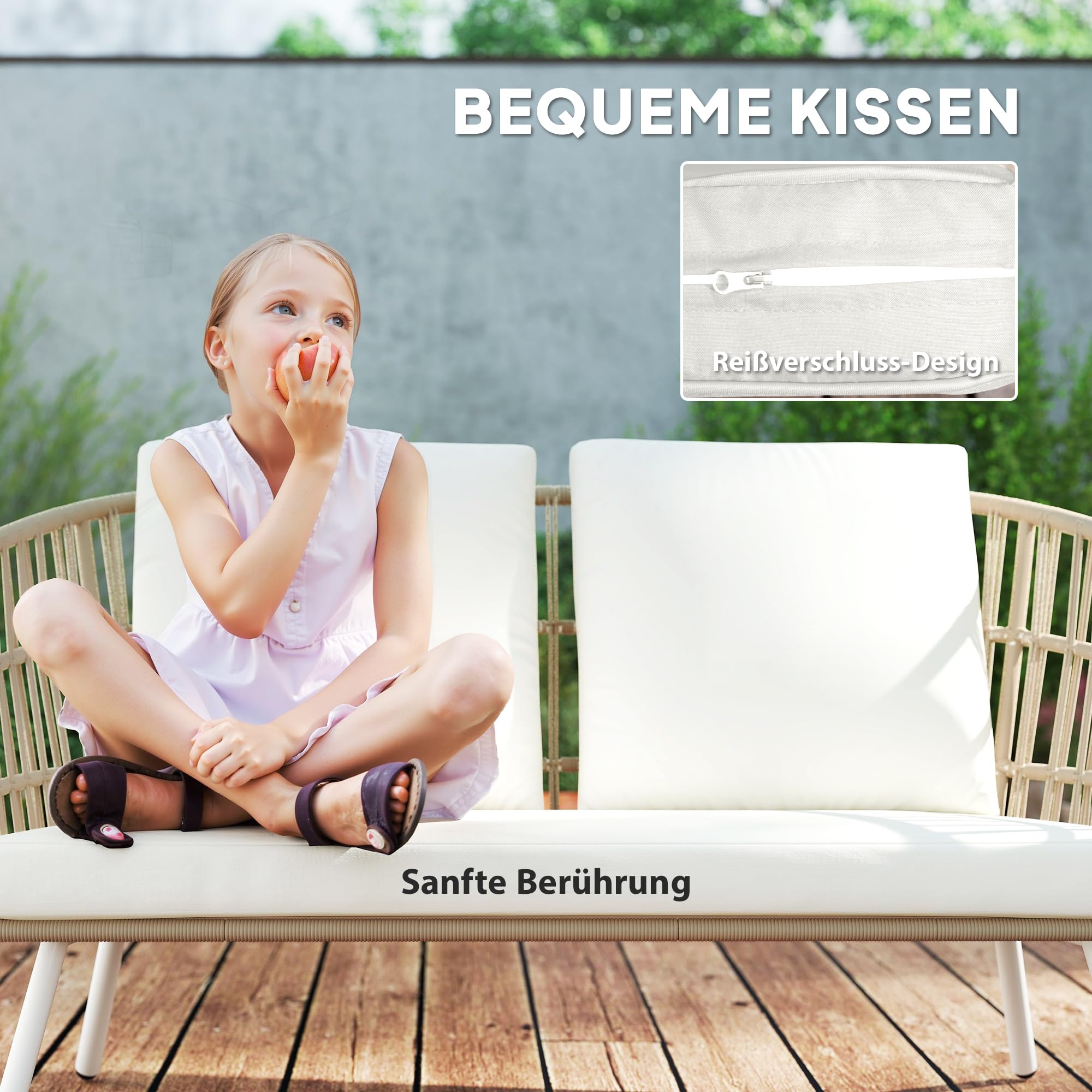 Outsunny Polyrattan Gartenmöbel Set – Lounge Set mit Sofa & Tisch, wetterfest