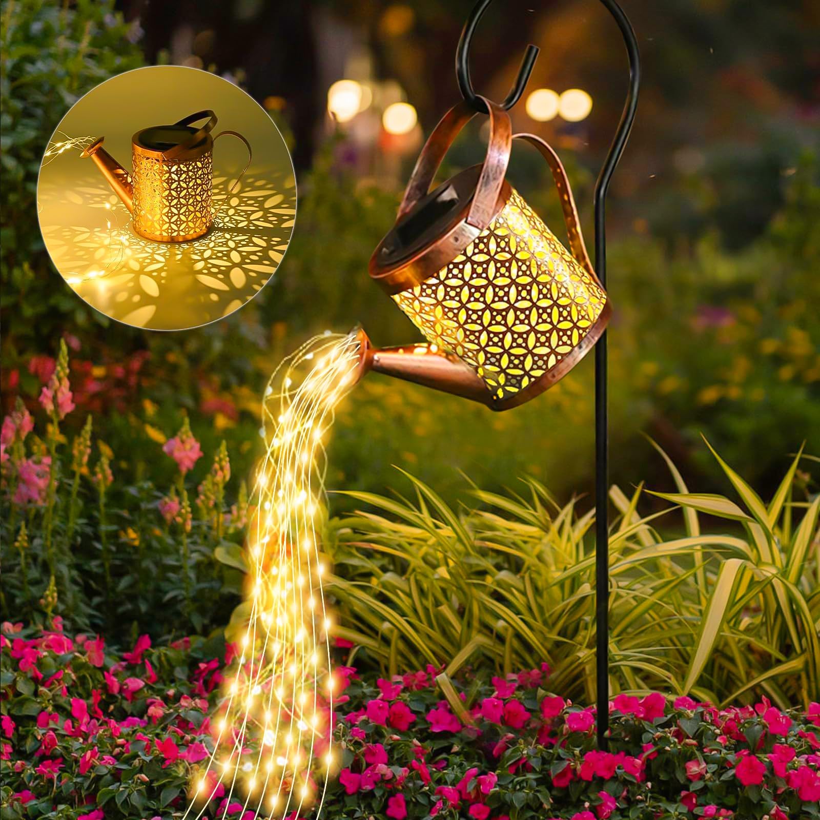 Solar Gießkanne Gartenleuchte – Vintage Lichtdeko mit Sternenregen für Außen