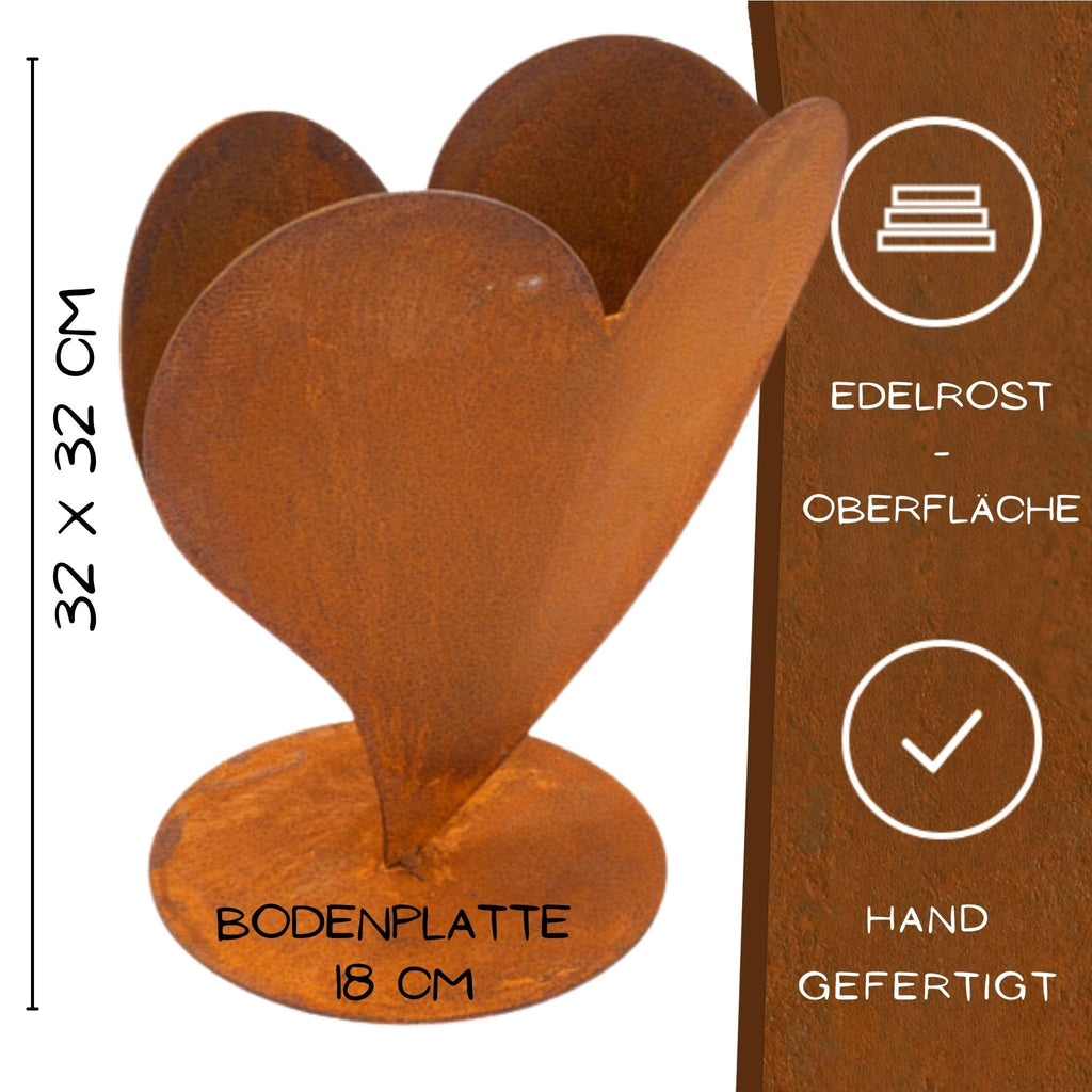 Rostikal Pflanzherz Edelrost 32 cm – Cortenstahl Herz Gartendeko wetterfest