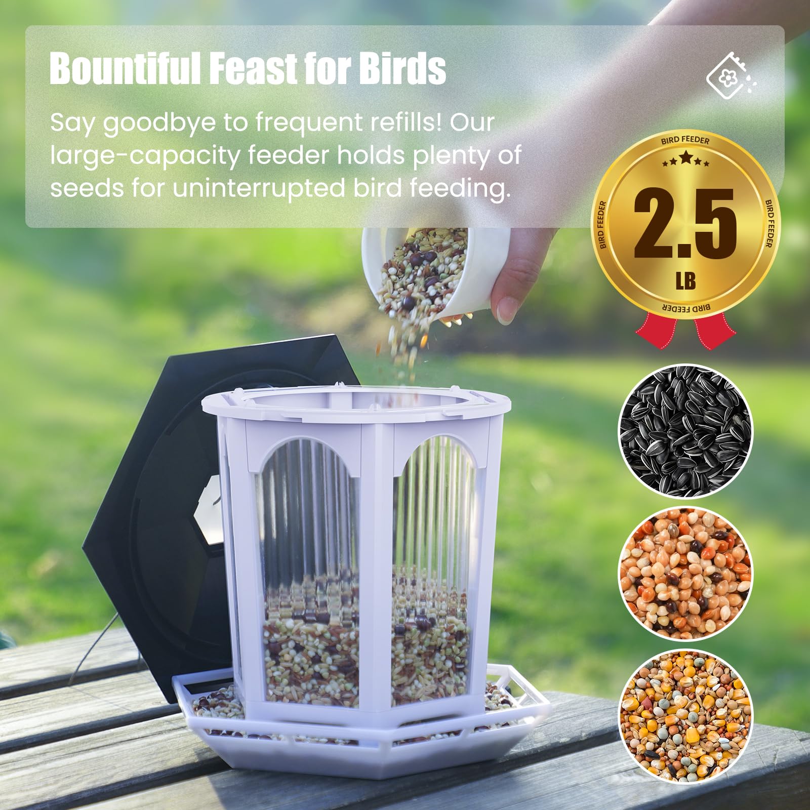 Solar Vogel Futterstation – Garten Vogelhaus zum Aufhängen für Balkon, Terrasse & Garten