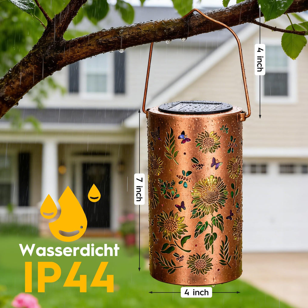 Sonnenblume Solarlampe Außen – Gartendeko hängend, Geschenk für Frauen